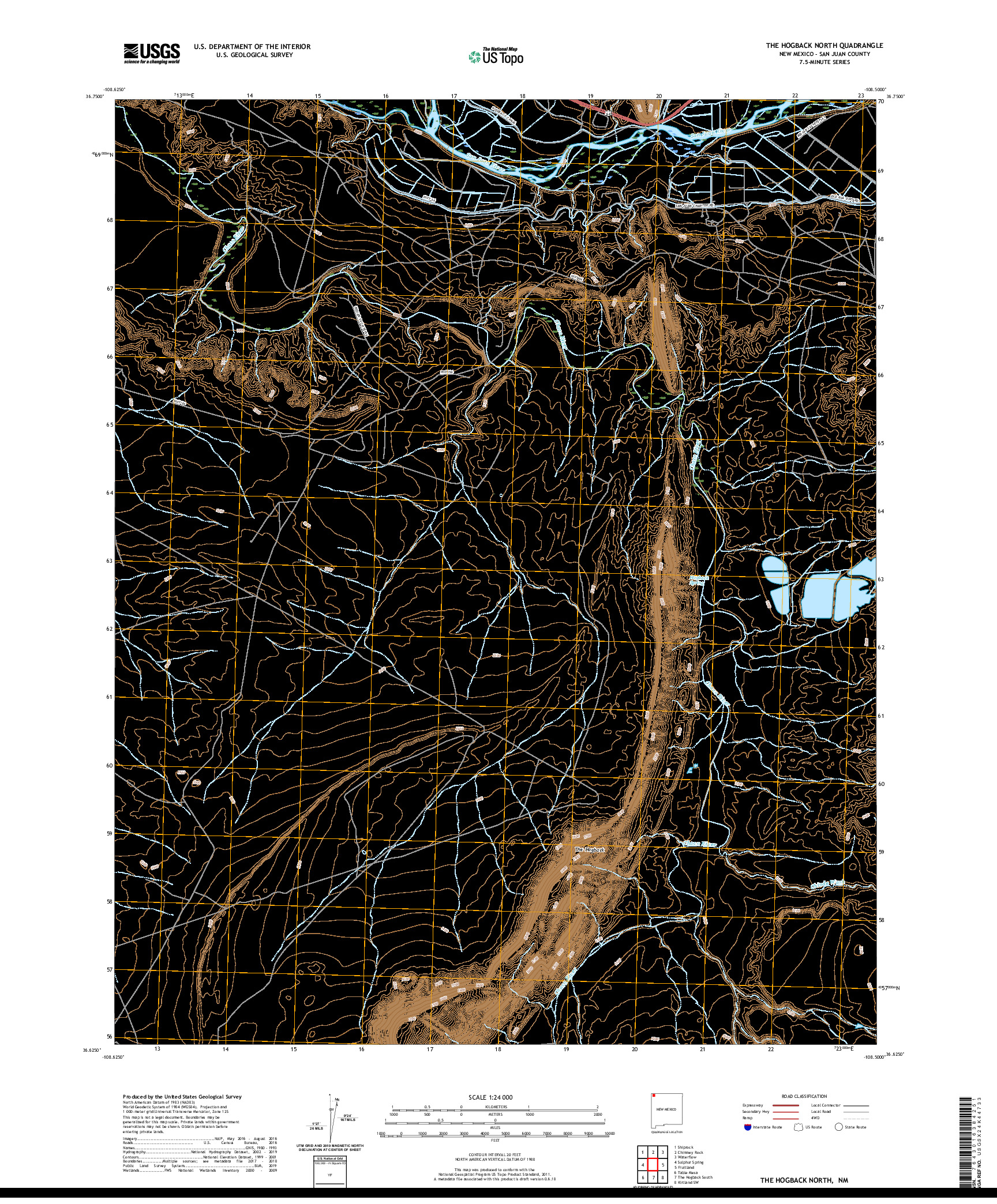 USGS US TOPO 7.5-MINUTE MAP FOR THE HOGBACK NORTH, NM 2020