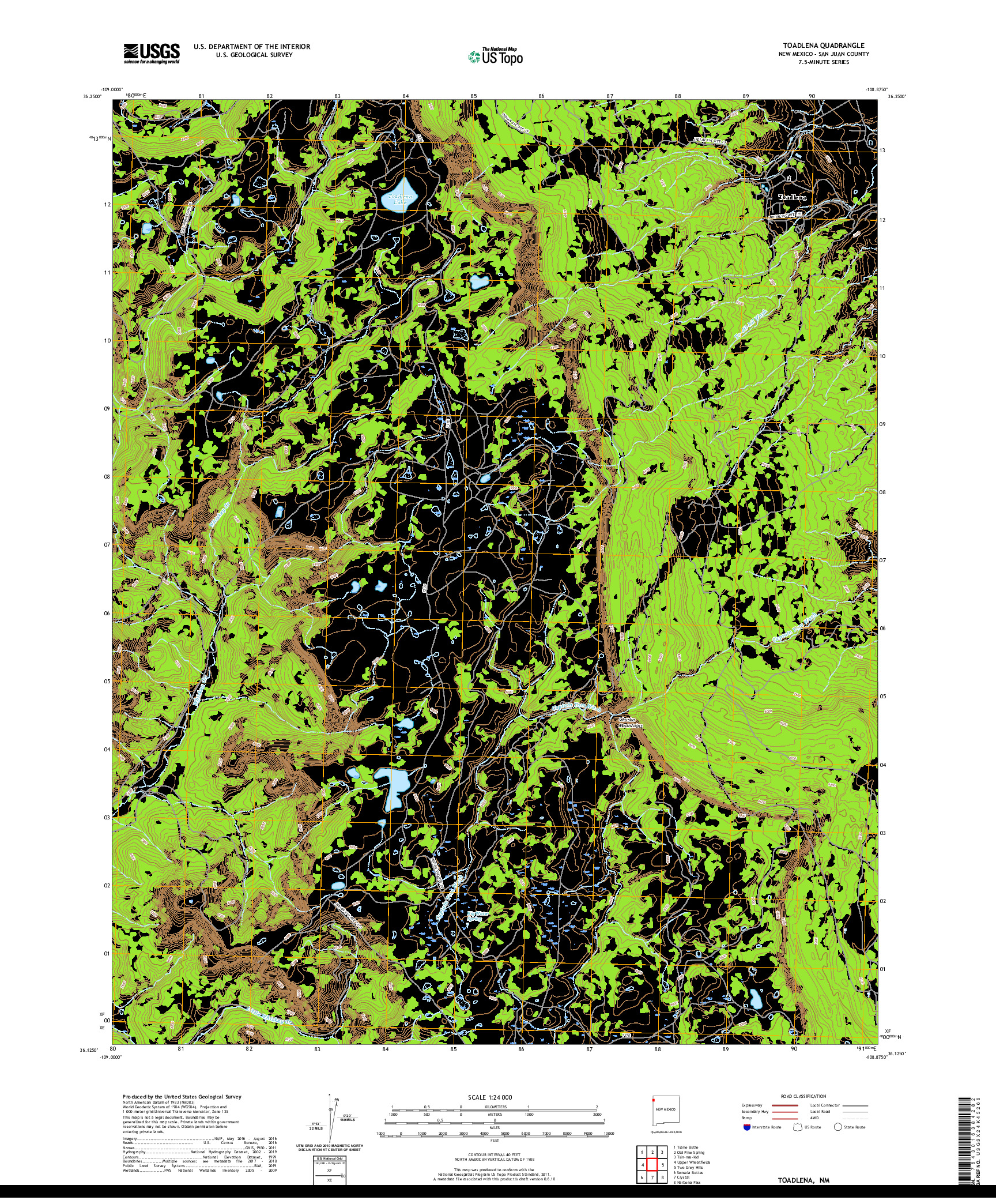 USGS US TOPO 7.5-MINUTE MAP FOR TOADLENA, NM 2020