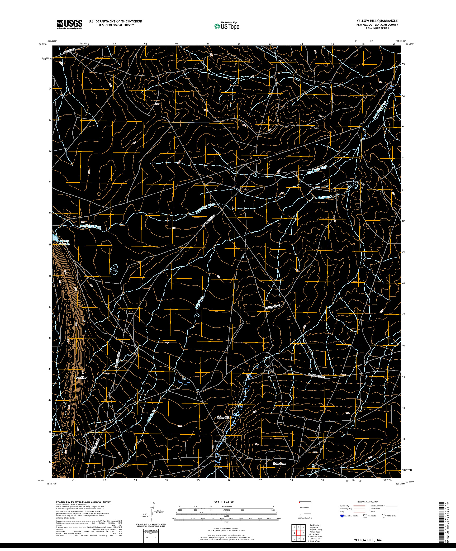 USGS US TOPO 7.5-MINUTE MAP FOR YELLOW HILL, NM 2020