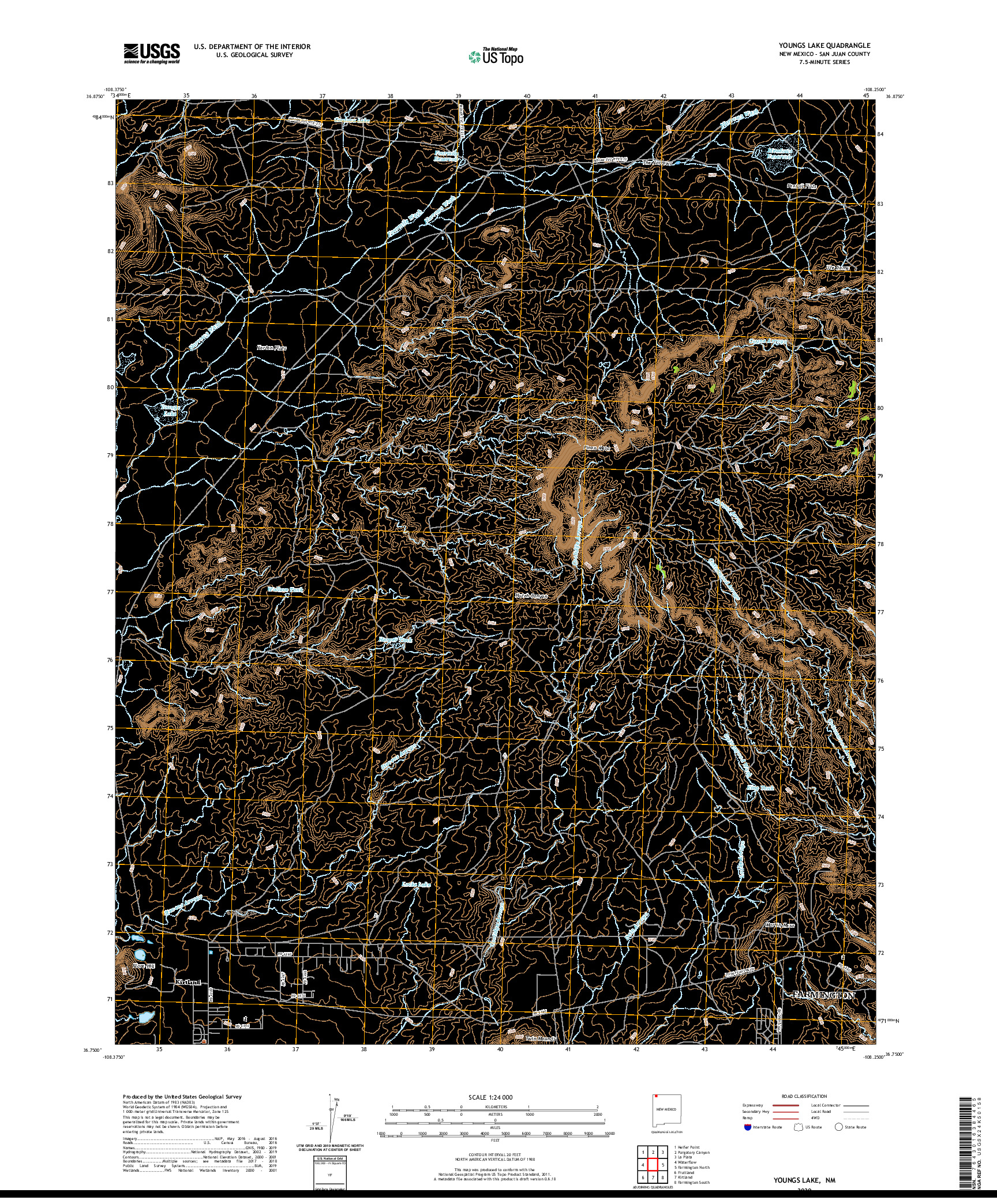 USGS US TOPO 7.5-MINUTE MAP FOR YOUNGS LAKE, NM 2020