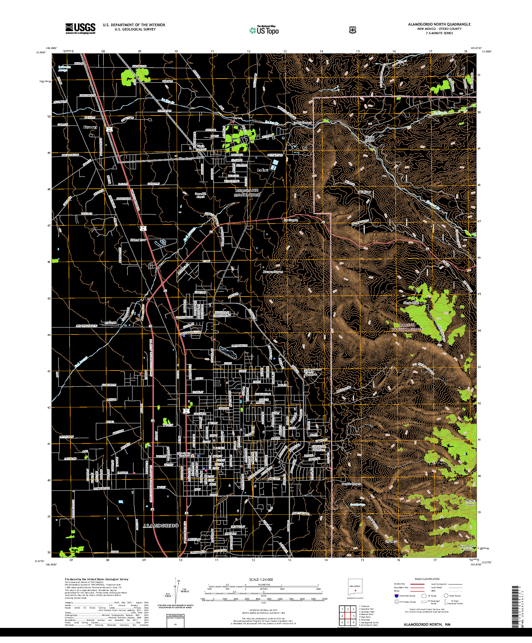 USGS US TOPO 7.5-MINUTE MAP FOR ALAMOGORDO NORTH, NM 2020