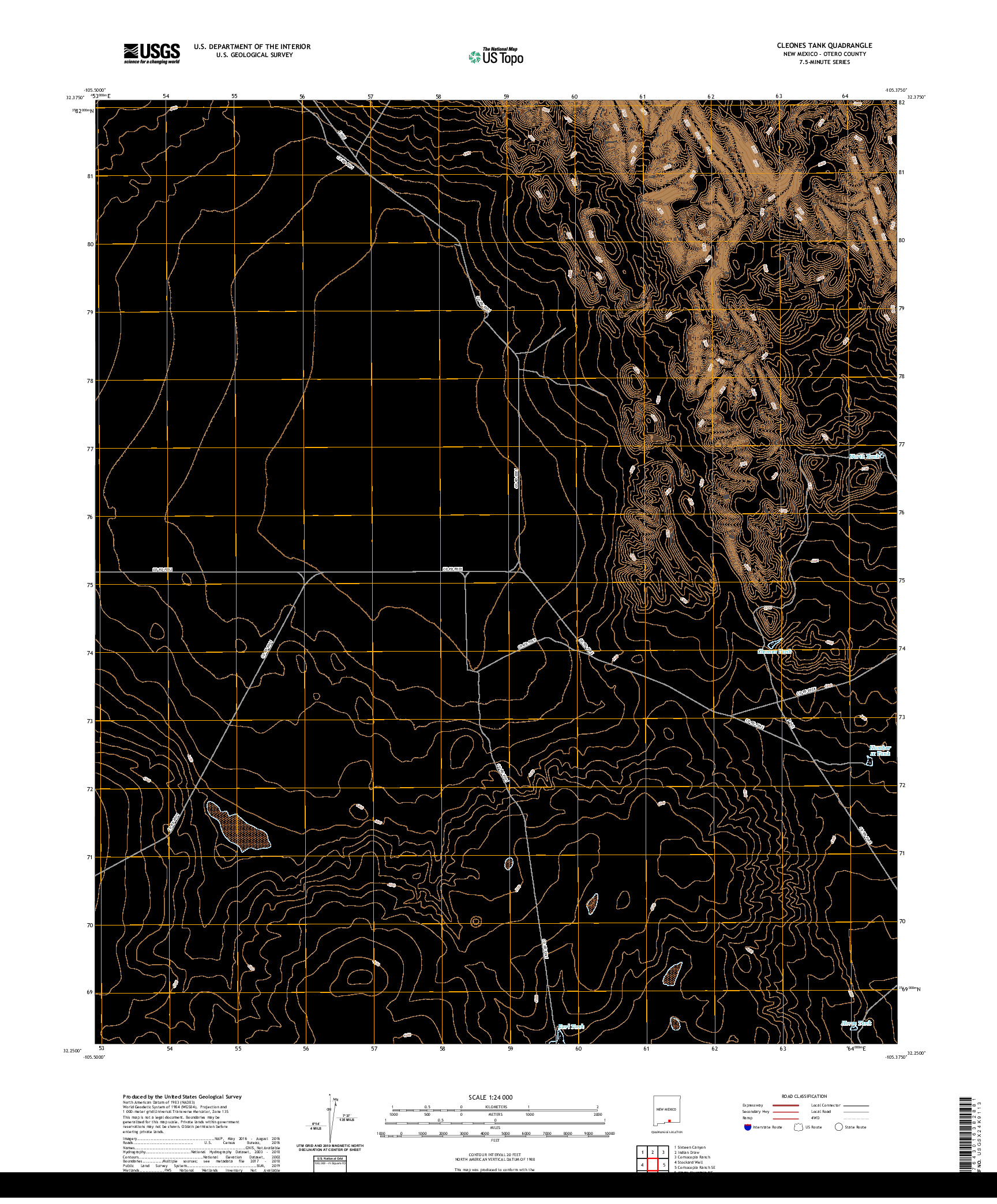 USGS US TOPO 7.5-MINUTE MAP FOR CLEONES TANK, NM 2020