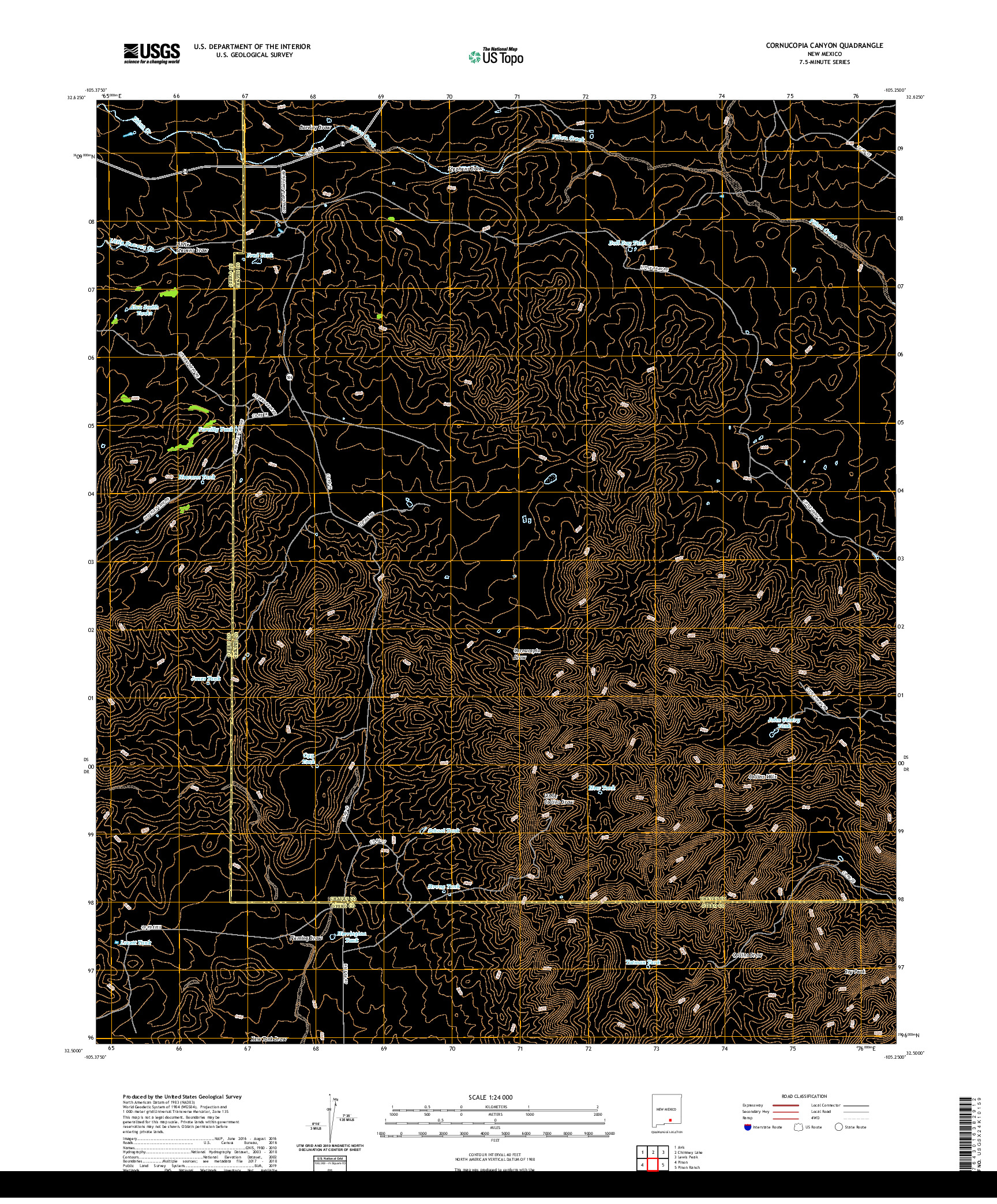 USGS US TOPO 7.5-MINUTE MAP FOR CORNUCOPIA CANYON, NM 2020