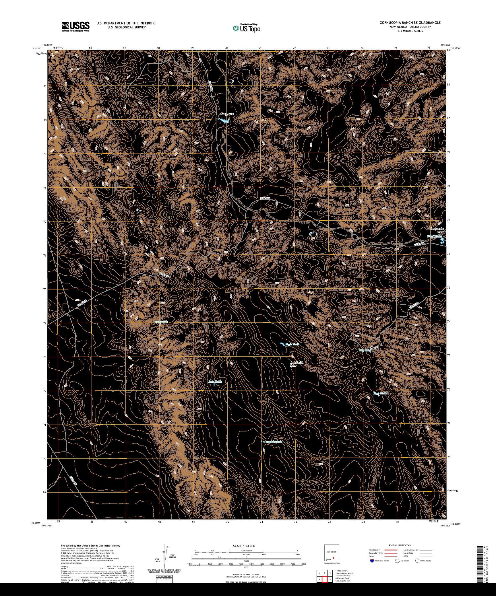 USGS US TOPO 7.5-MINUTE MAP FOR CORNUCOPIA RANCH SE, NM 2020