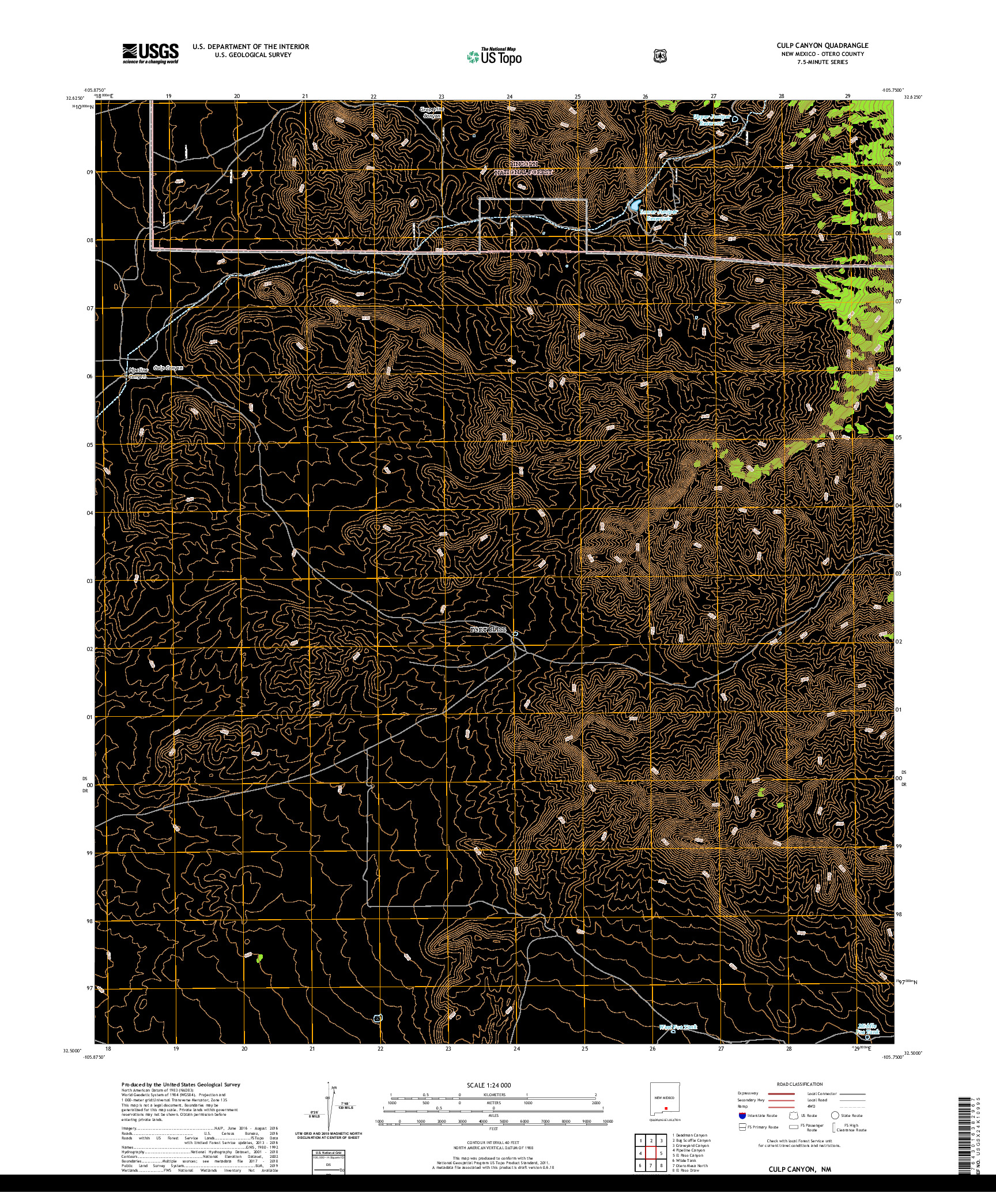 USGS US TOPO 7.5-MINUTE MAP FOR CULP CANYON, NM 2020