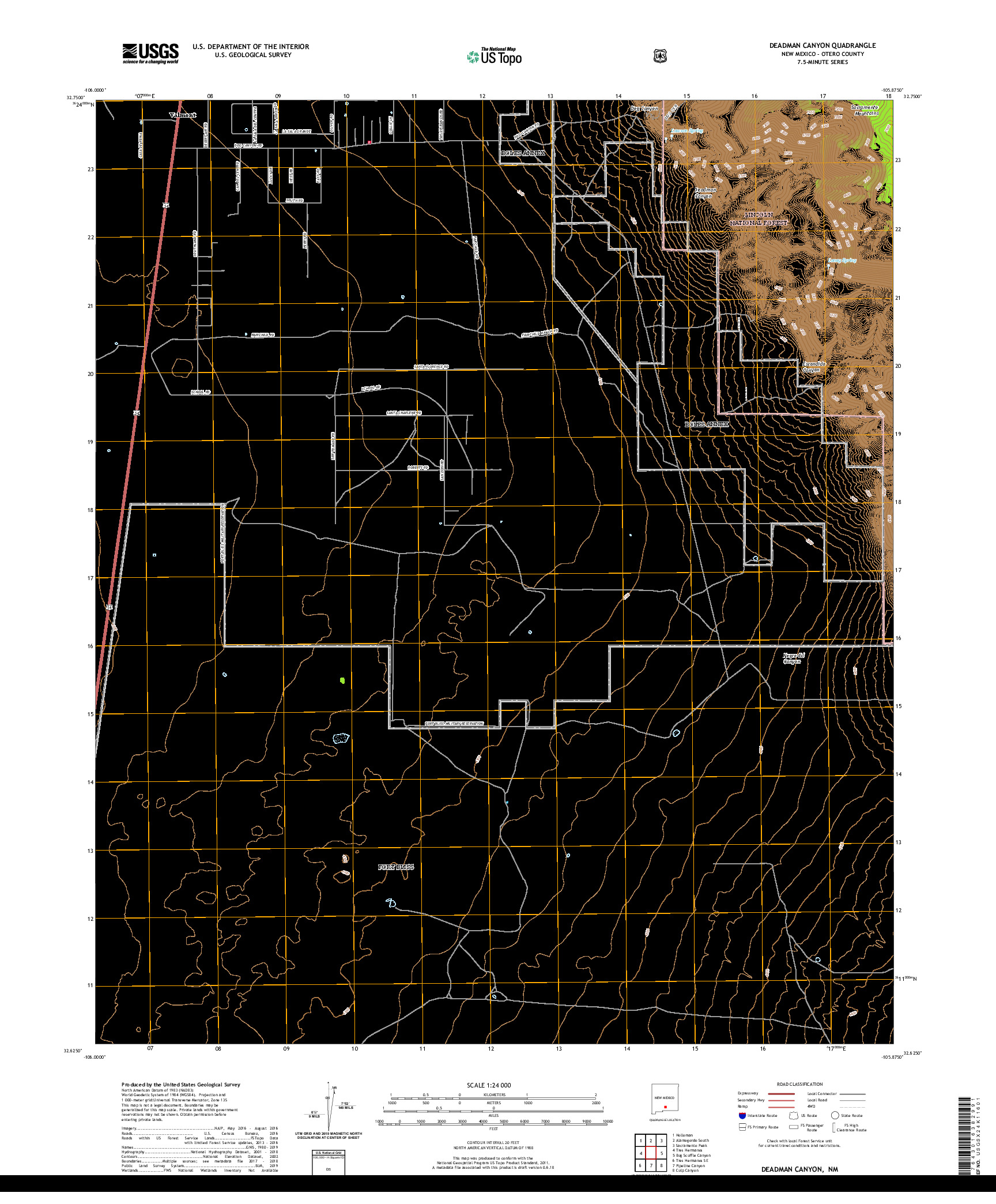 USGS US TOPO 7.5-MINUTE MAP FOR DEADMAN CANYON, NM 2020