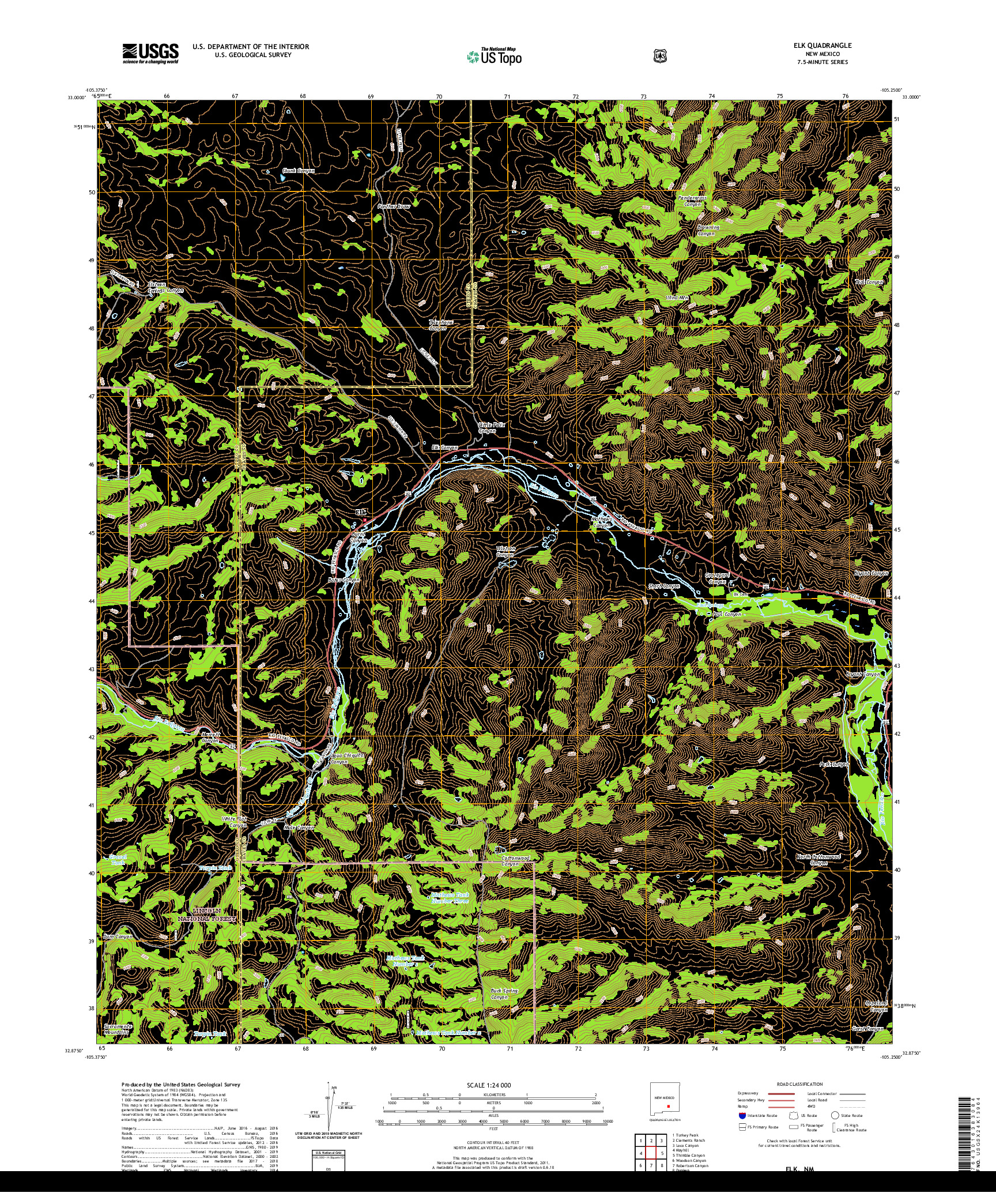 USGS US TOPO 7.5-MINUTE MAP FOR ELK, NM 2020