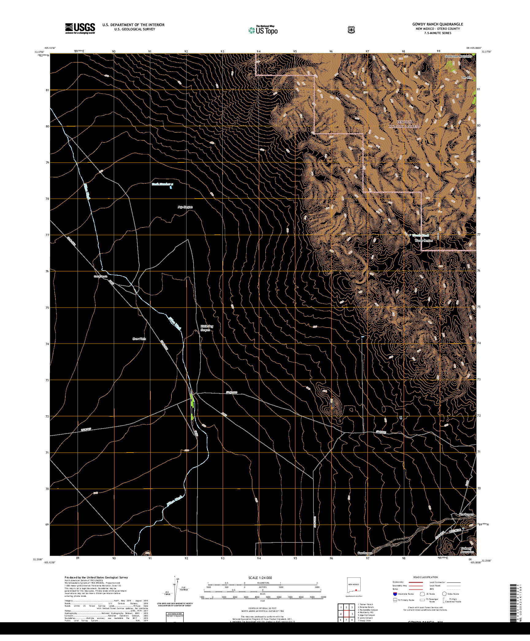 USGS US TOPO 7.5-MINUTE MAP FOR GOWDY RANCH, NM 2020