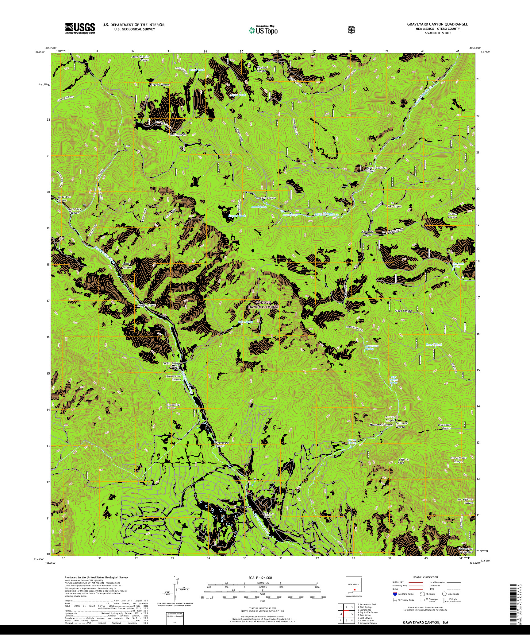 USGS US TOPO 7.5-MINUTE MAP FOR GRAVEYARD CANYON, NM 2020