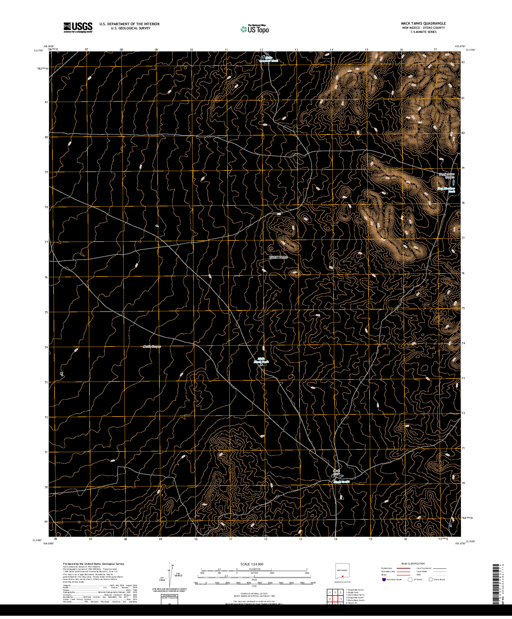USGS US TOPO 7.5-MINUTE MAP FOR MACK TANKS, NM 2020