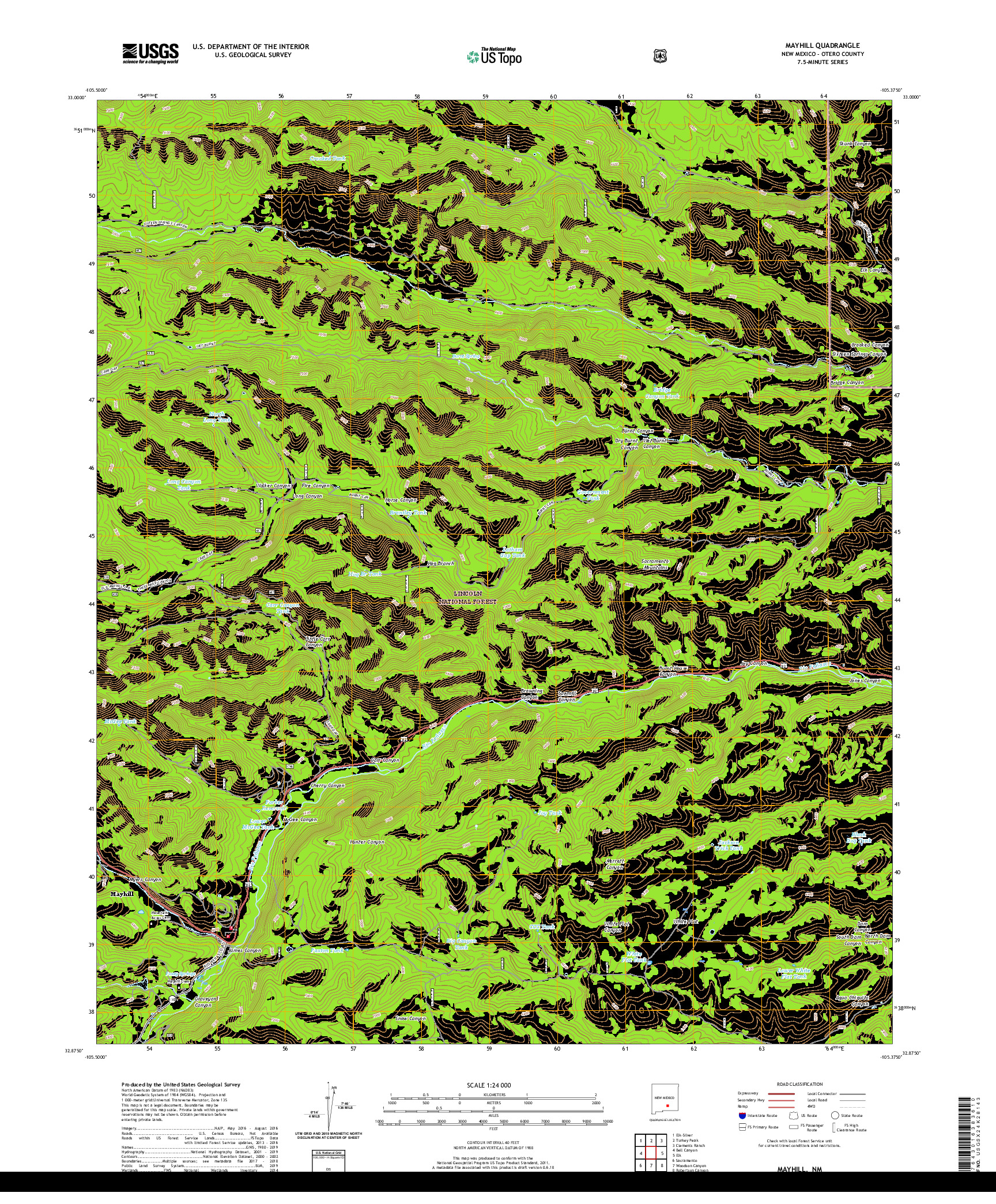 USGS US TOPO 7.5-MINUTE MAP FOR MAYHILL, NM 2020