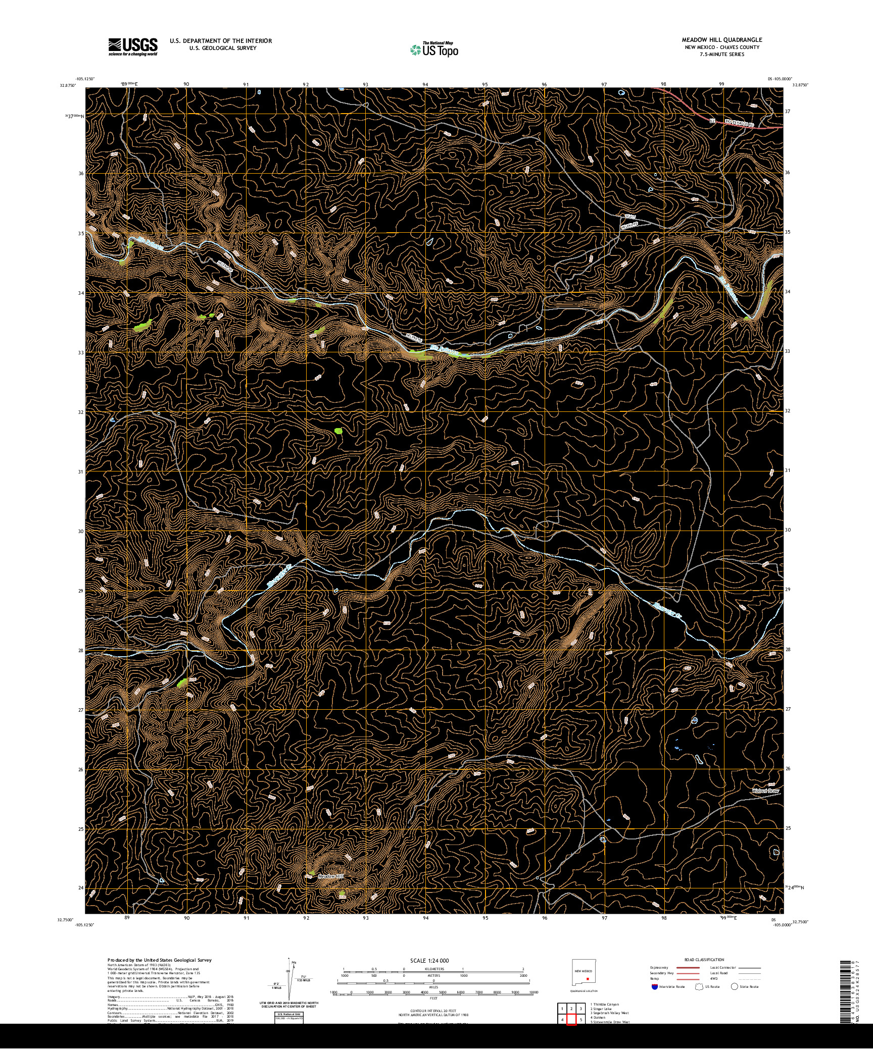 USGS US TOPO 7.5-MINUTE MAP FOR MEADOW HILL, NM 2020