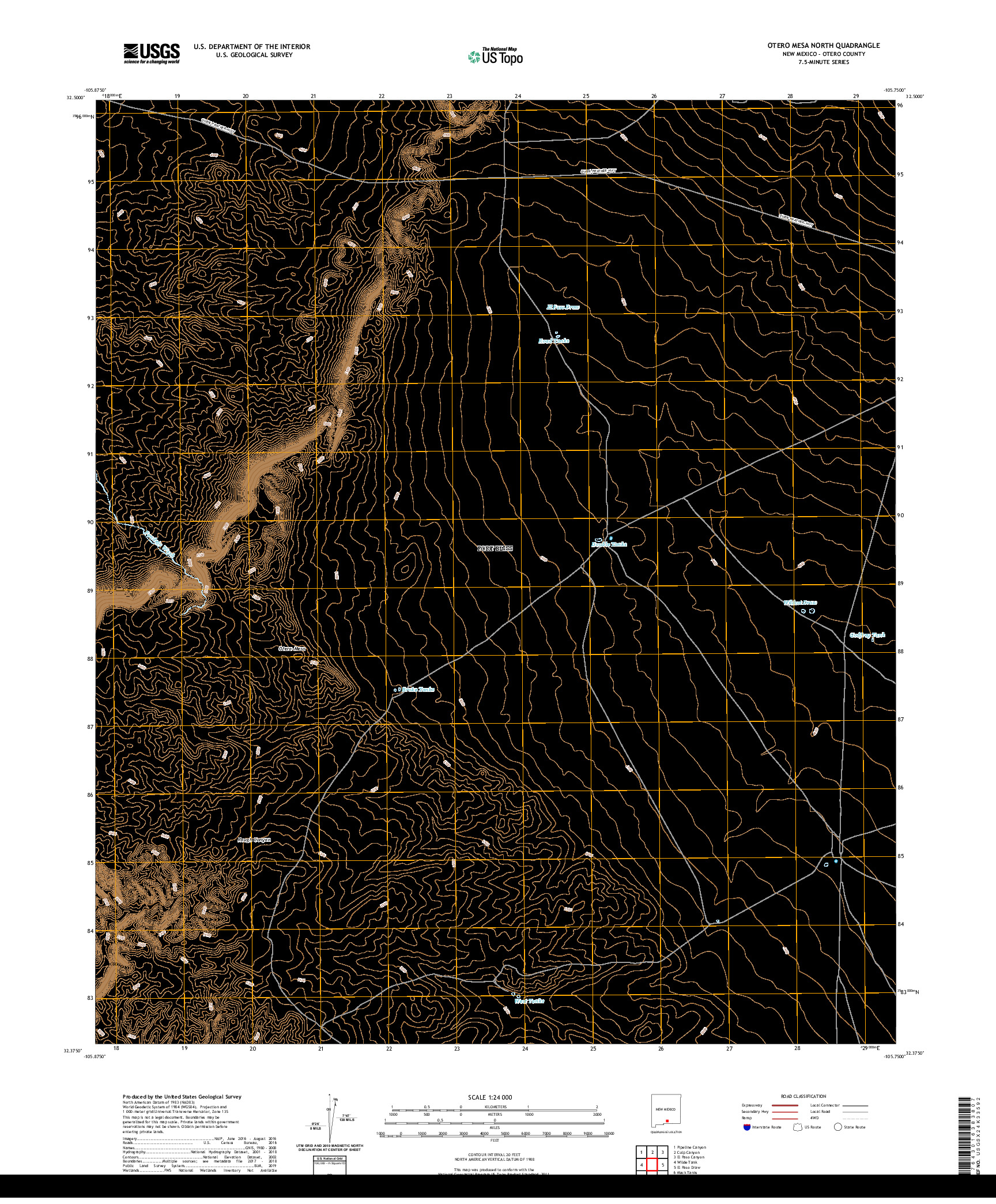USGS US TOPO 7.5-MINUTE MAP FOR OTERO MESA NORTH, NM 2020