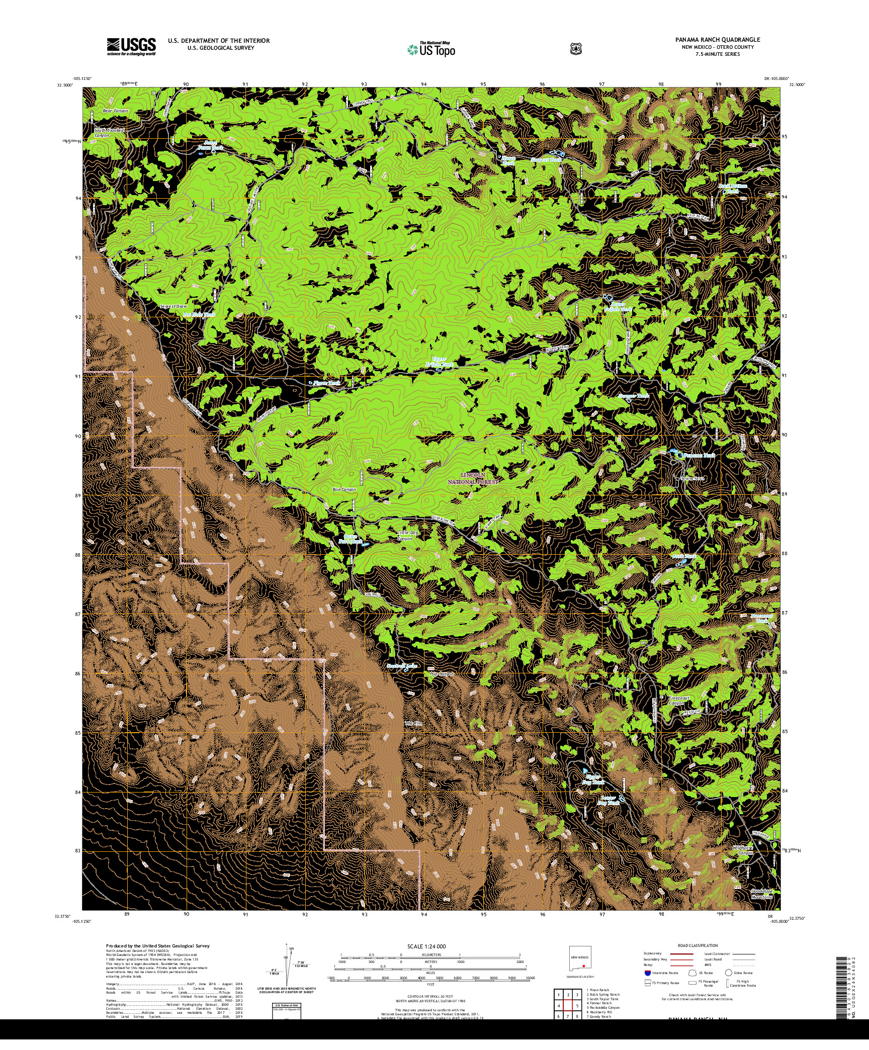 USGS US TOPO 7.5-MINUTE MAP FOR PANAMA RANCH, NM 2020