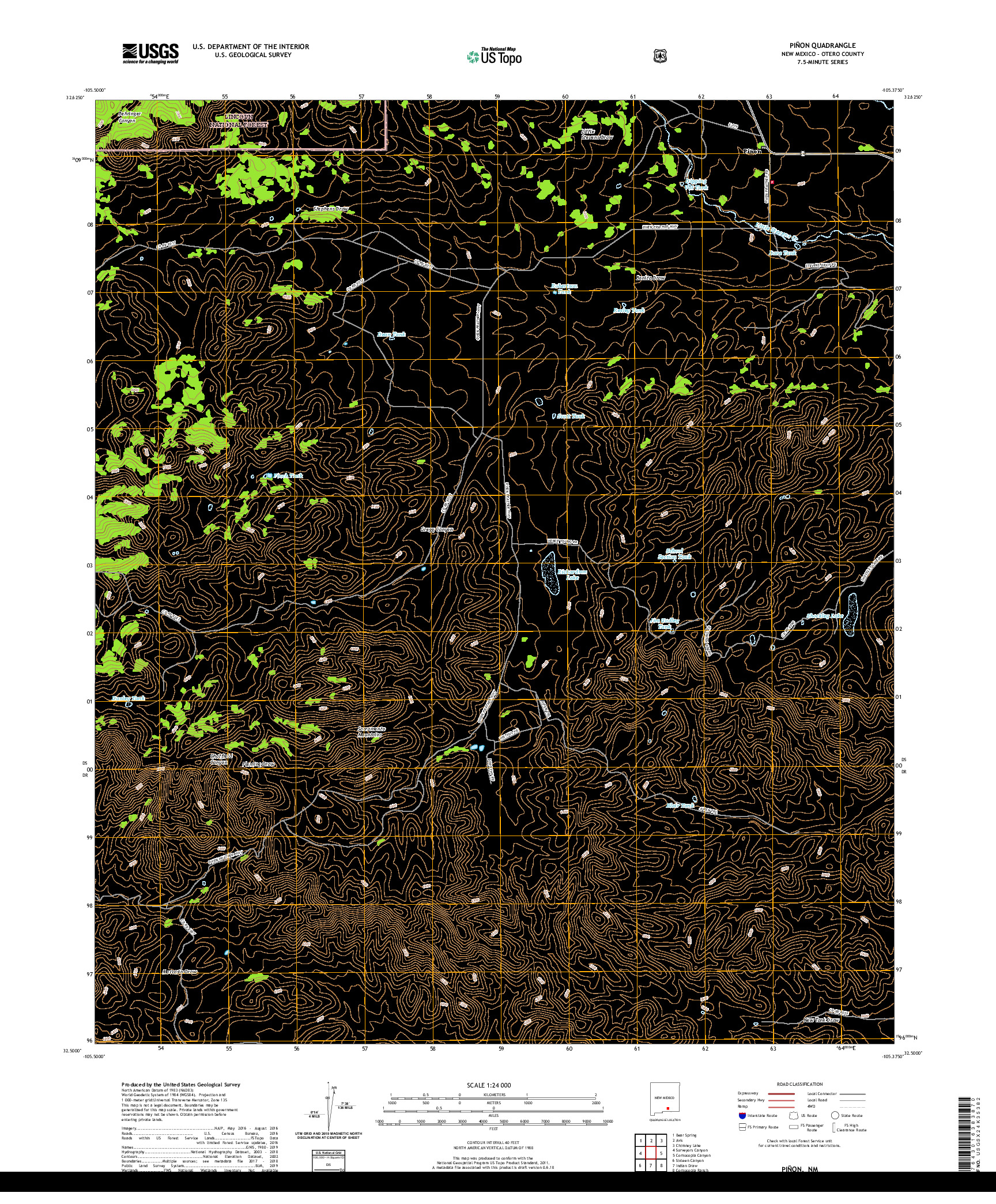 USGS US TOPO 7.5-MINUTE MAP FOR PINON, NM 2020