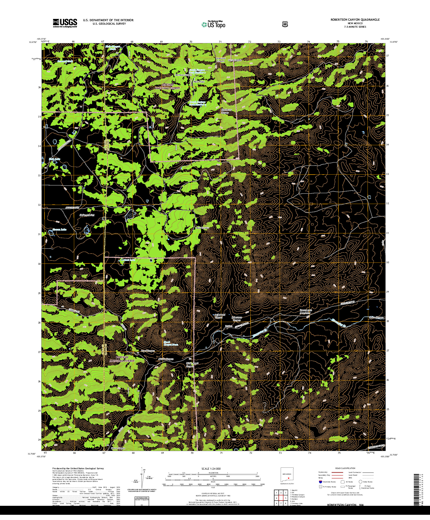 USGS US TOPO 7.5-MINUTE MAP FOR ROBERTSON CANYON, NM 2020