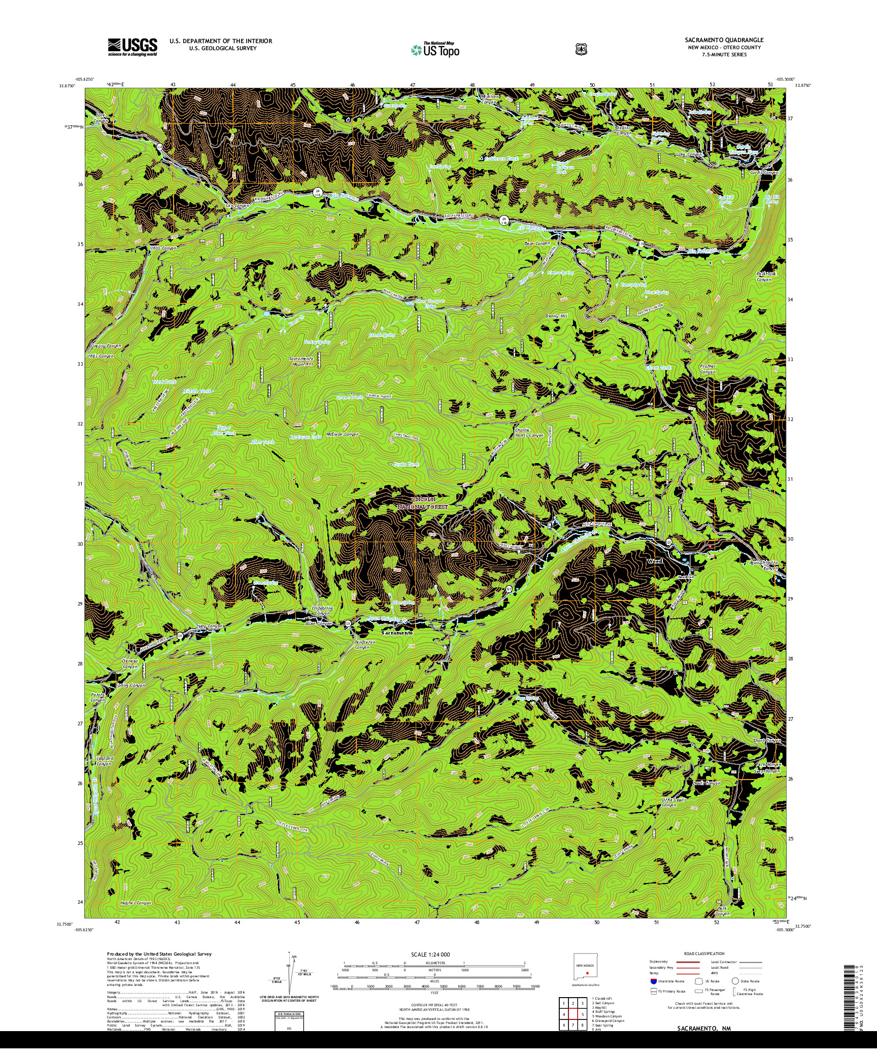 USGS US TOPO 7.5-MINUTE MAP FOR SACRAMENTO, NM 2020