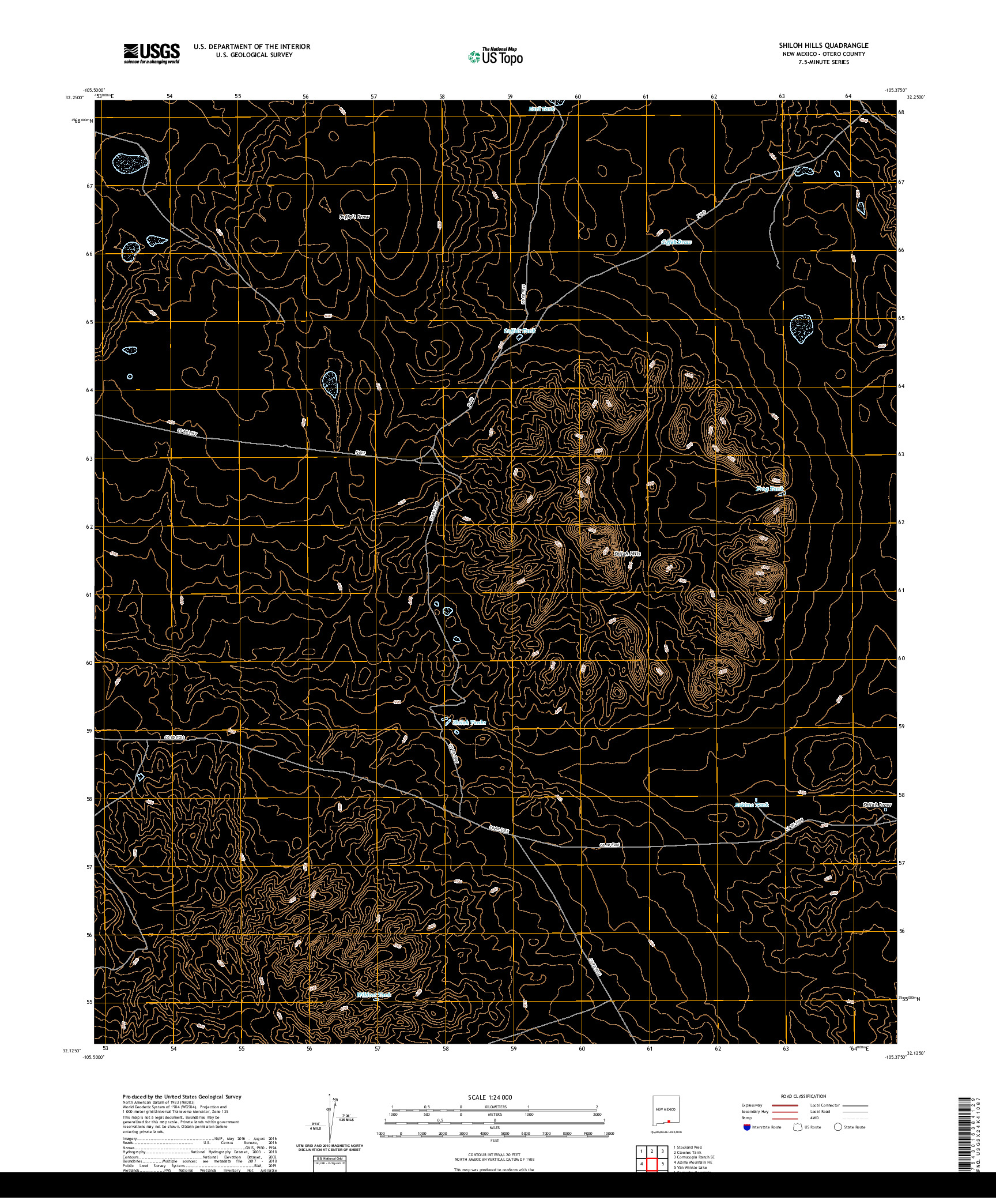 USGS US TOPO 7.5-MINUTE MAP FOR SHILOH HILLS, NM 2020