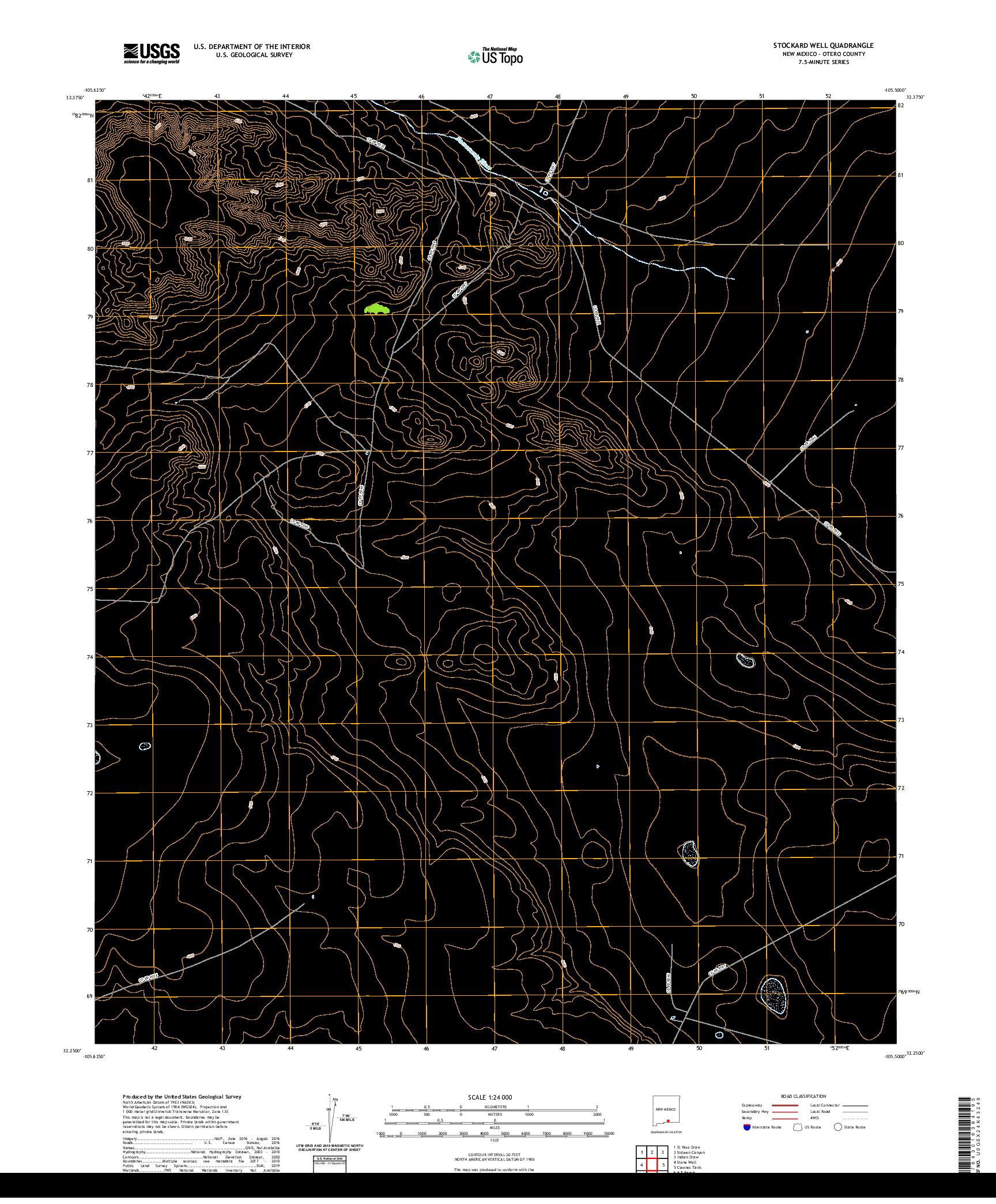 USGS US TOPO 7.5-MINUTE MAP FOR STOCKARD WELL, NM 2020