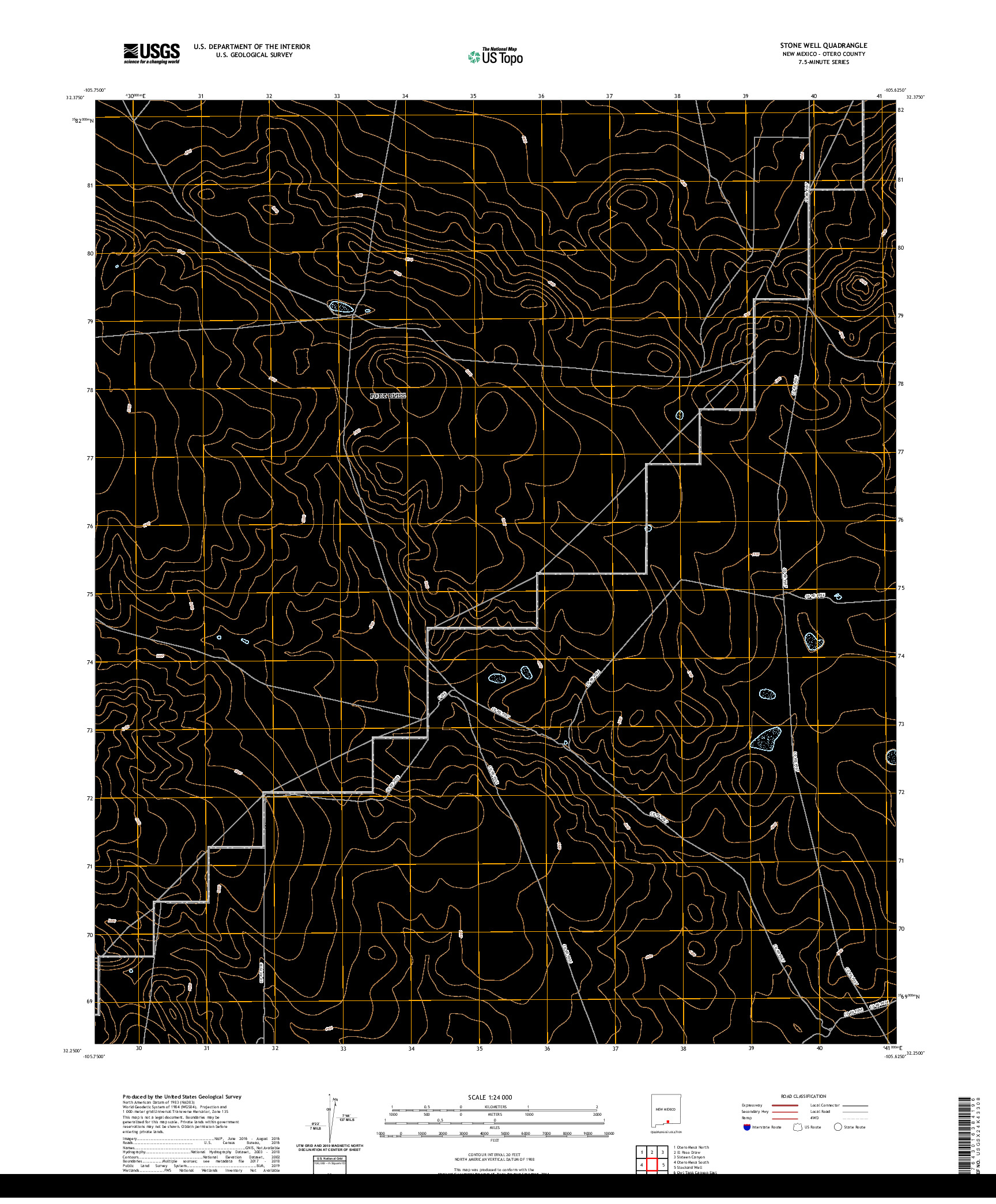 USGS US TOPO 7.5-MINUTE MAP FOR STONE WELL, NM 2020