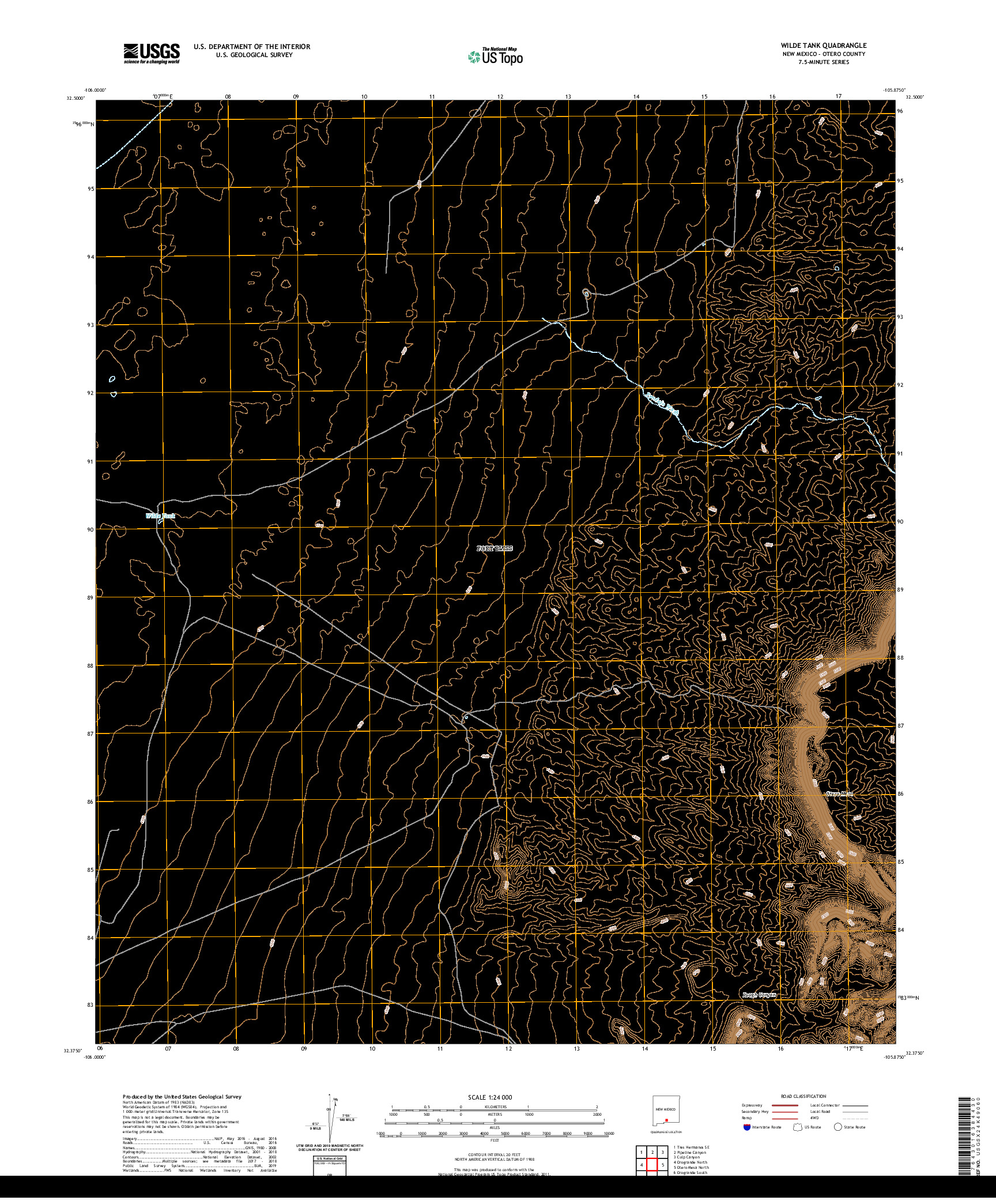 USGS US TOPO 7.5-MINUTE MAP FOR WILDE TANK, NM 2020
