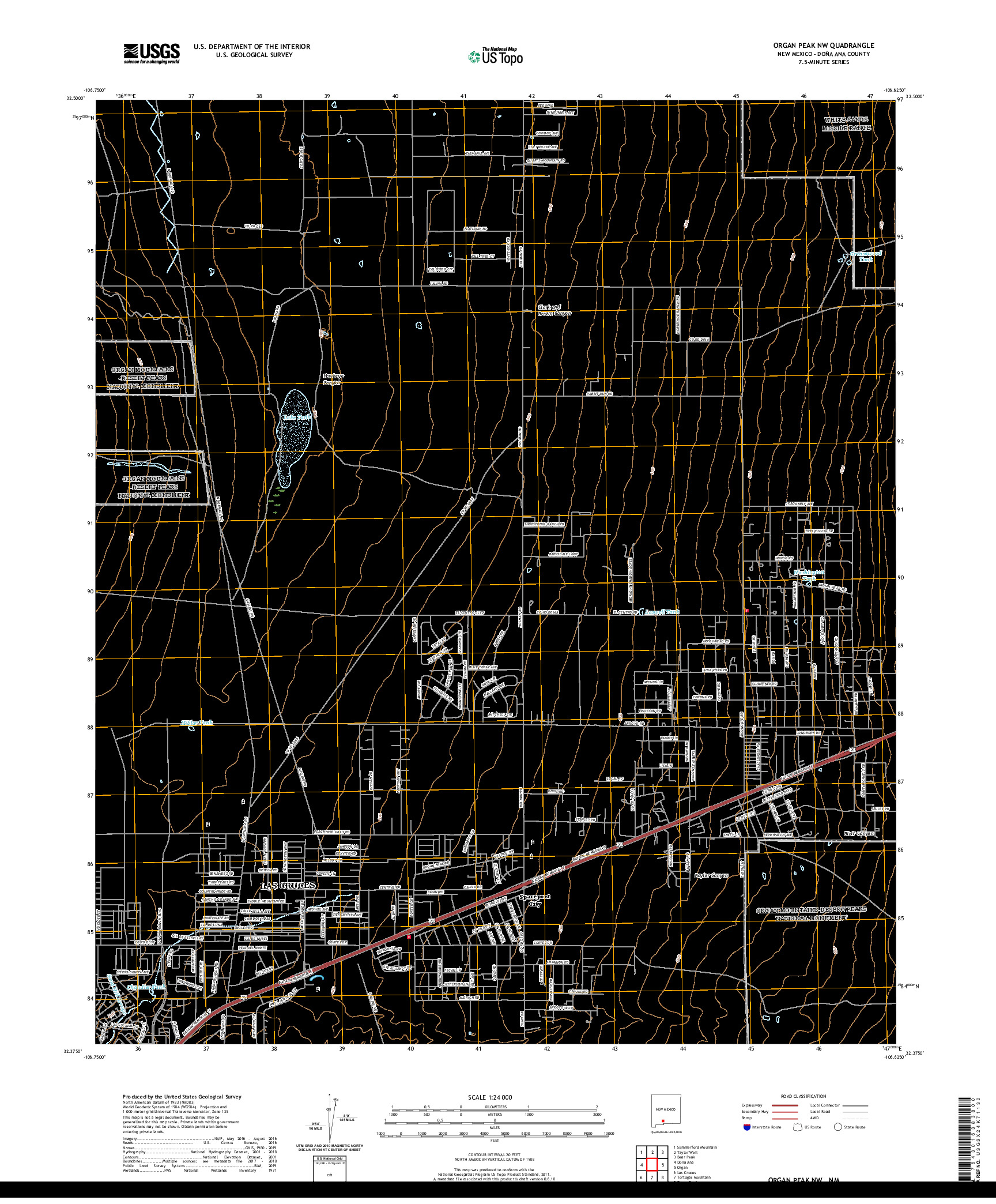 USGS US TOPO 7.5-MINUTE MAP FOR ORGAN PEAK NW, NM 2020