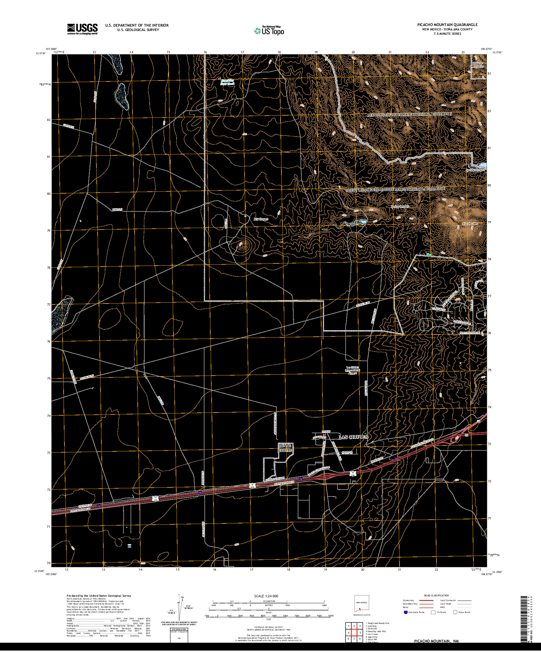 USGS US TOPO 7.5-MINUTE MAP FOR PICACHO MOUNTAIN, NM 2020