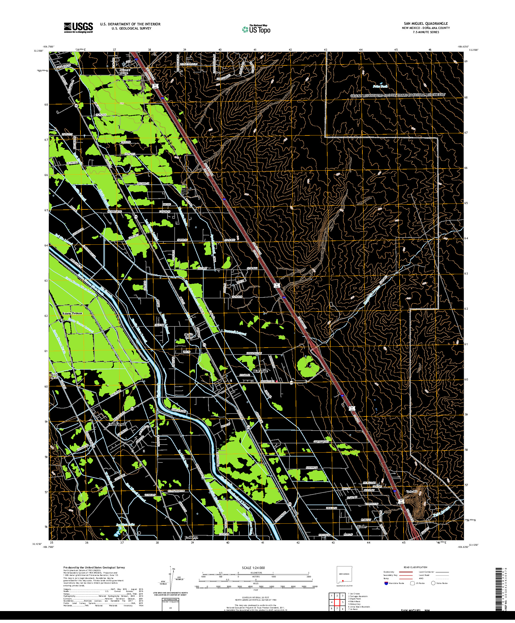 USGS US TOPO 7.5-MINUTE MAP FOR SAN MIGUEL, NM 2020