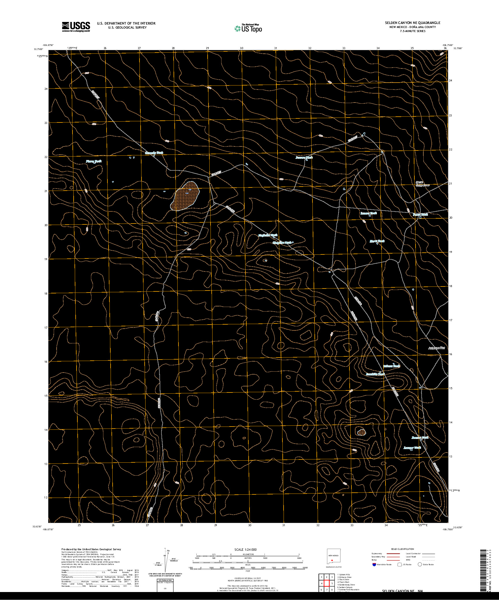 USGS US TOPO 7.5-MINUTE MAP FOR SELDEN CANYON NE, NM 2020