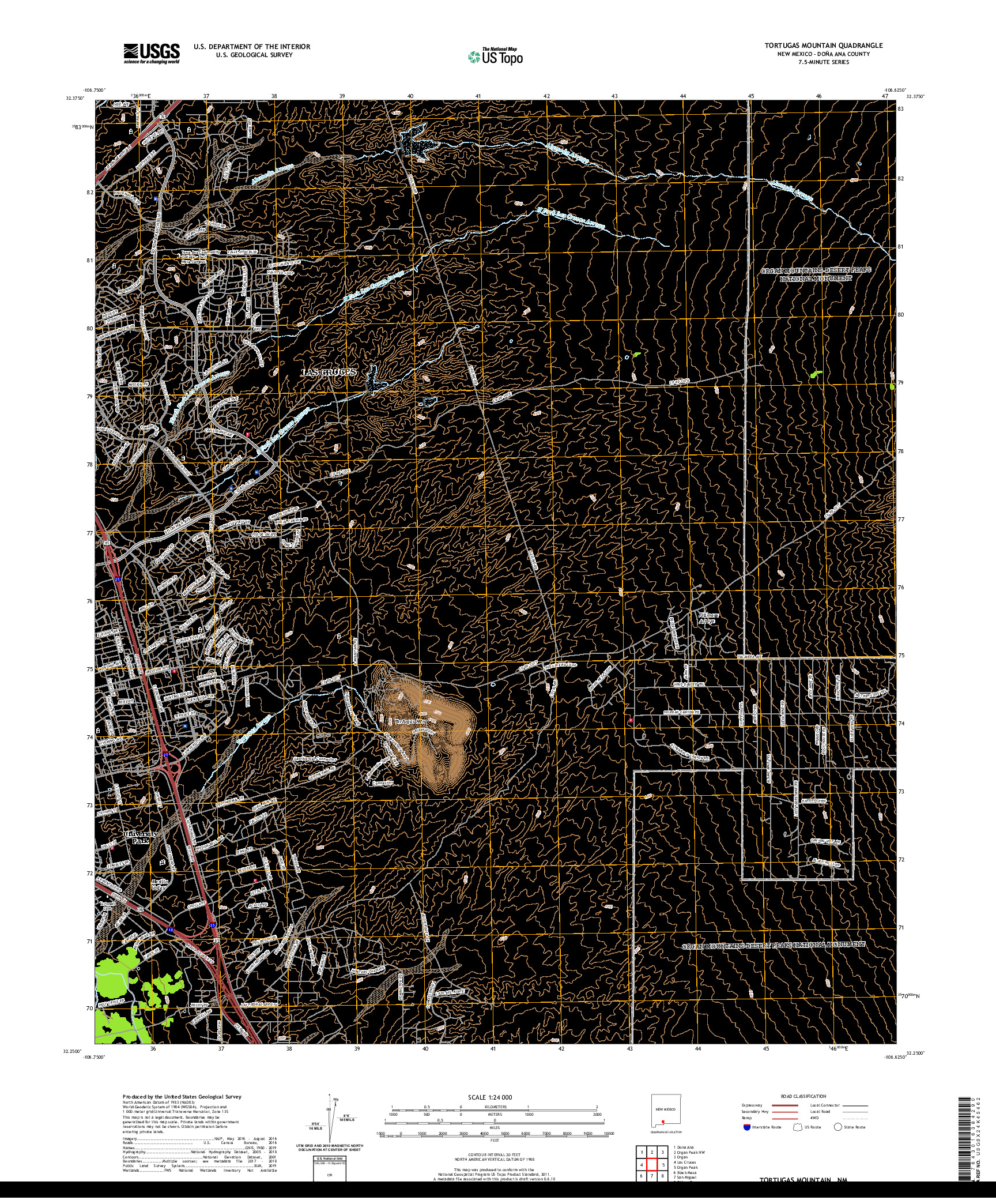 USGS US TOPO 7.5-MINUTE MAP FOR TORTUGAS MOUNTAIN, NM 2020