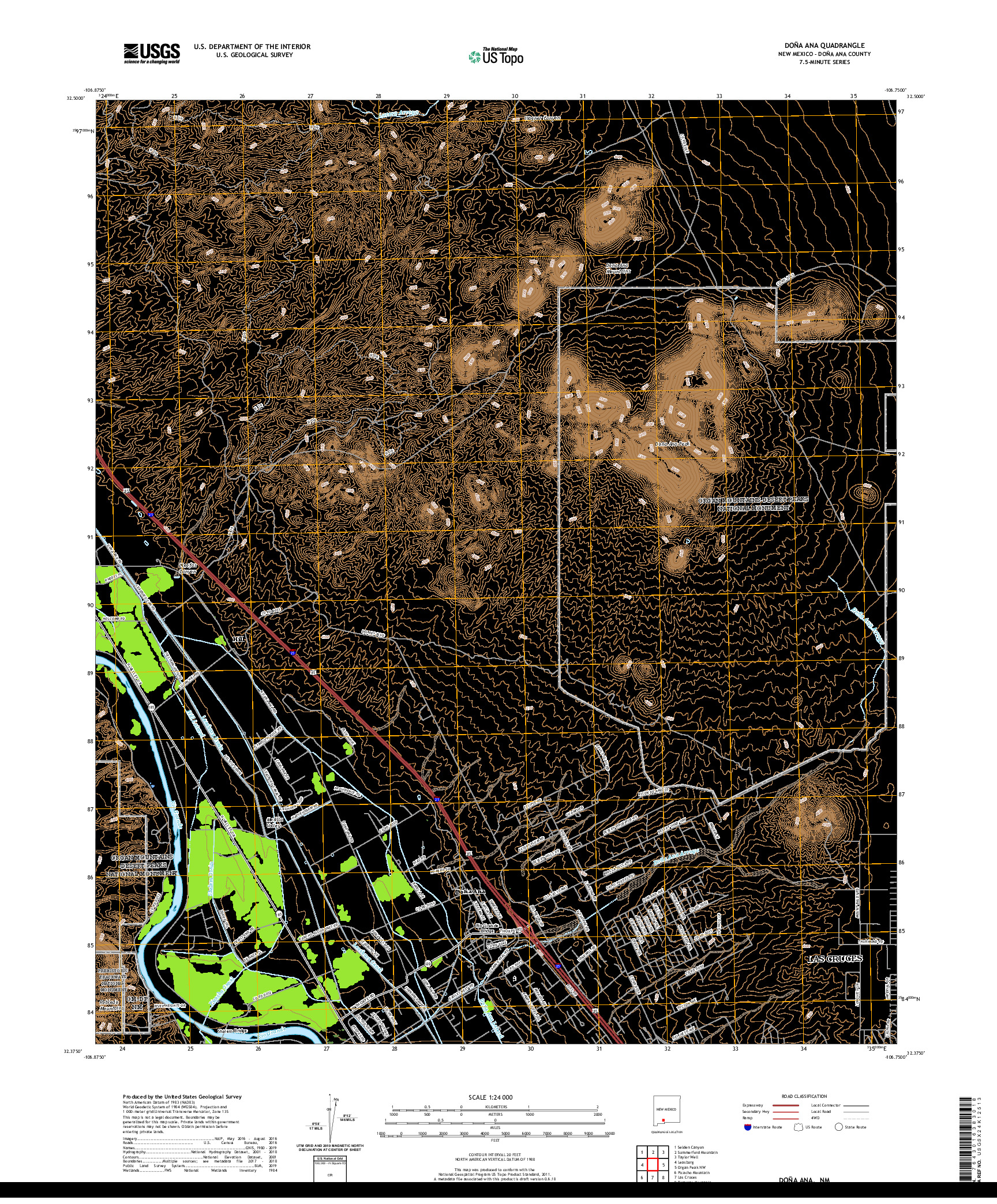 USGS US TOPO 7.5-MINUTE MAP FOR DONA ANA, NM 2020