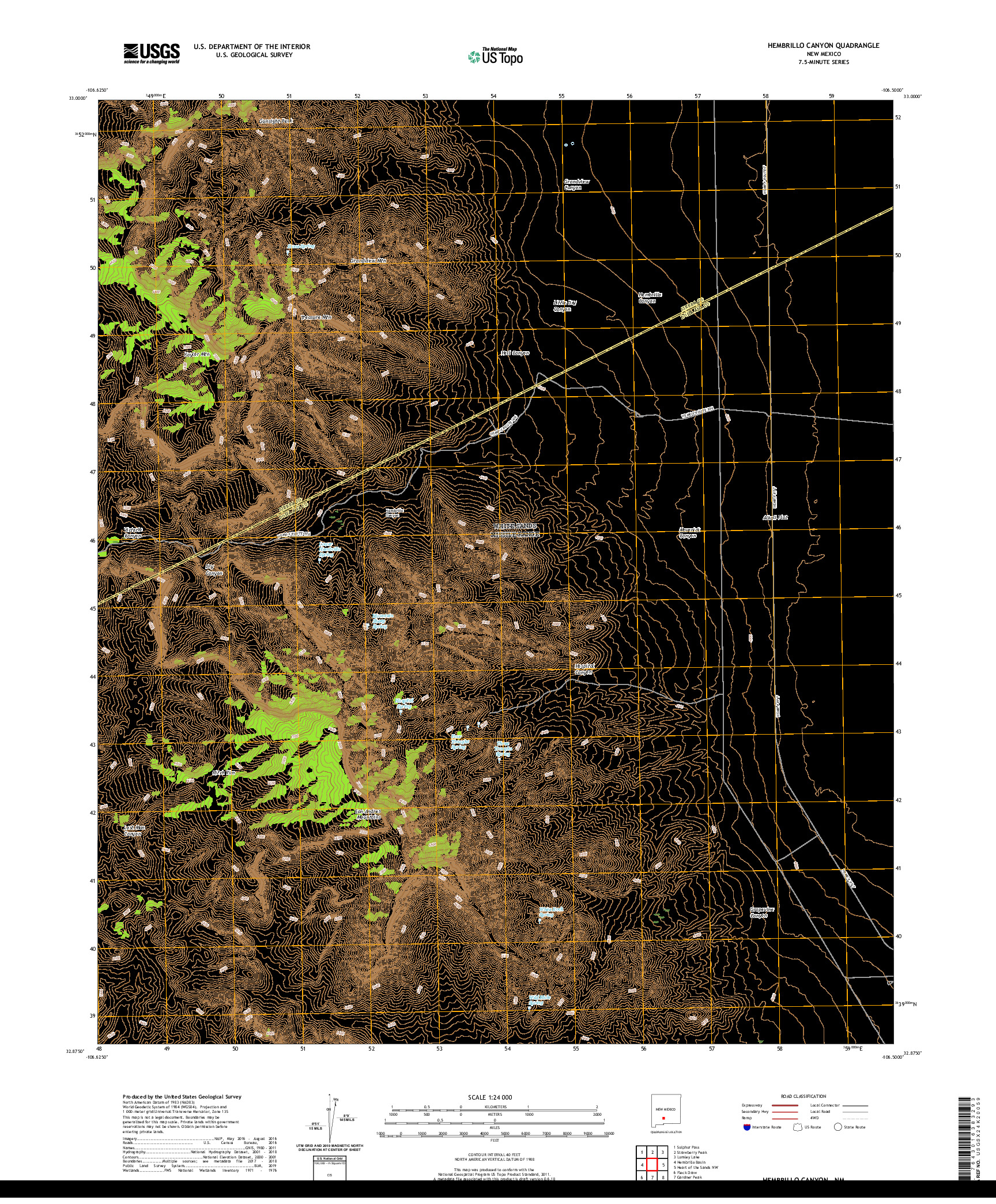 USGS US TOPO 7.5-MINUTE MAP FOR HEMBRILLO CANYON, NM 2020