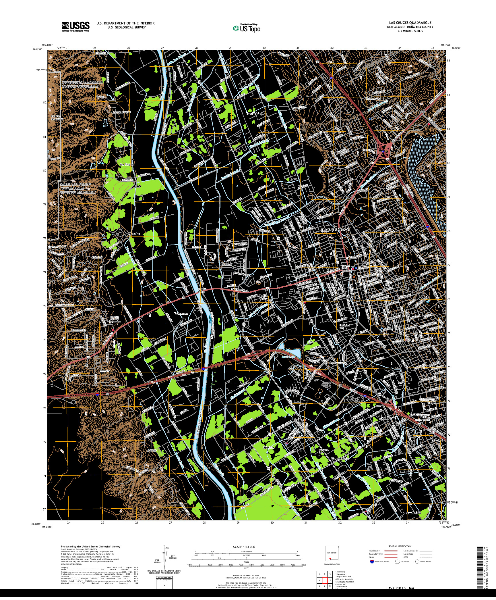 USGS US TOPO 7.5-MINUTE MAP FOR LAS CRUCES, NM 2020