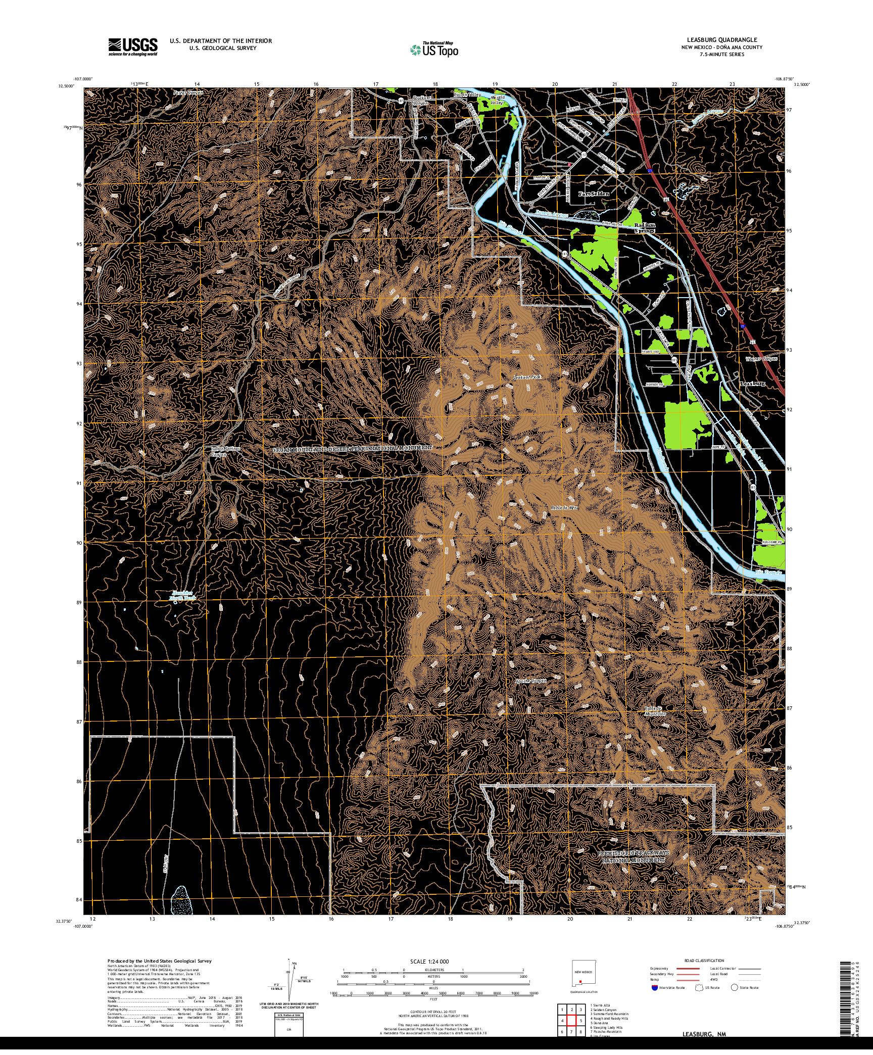 USGS US TOPO 7.5-MINUTE MAP FOR LEASBURG, NM 2020