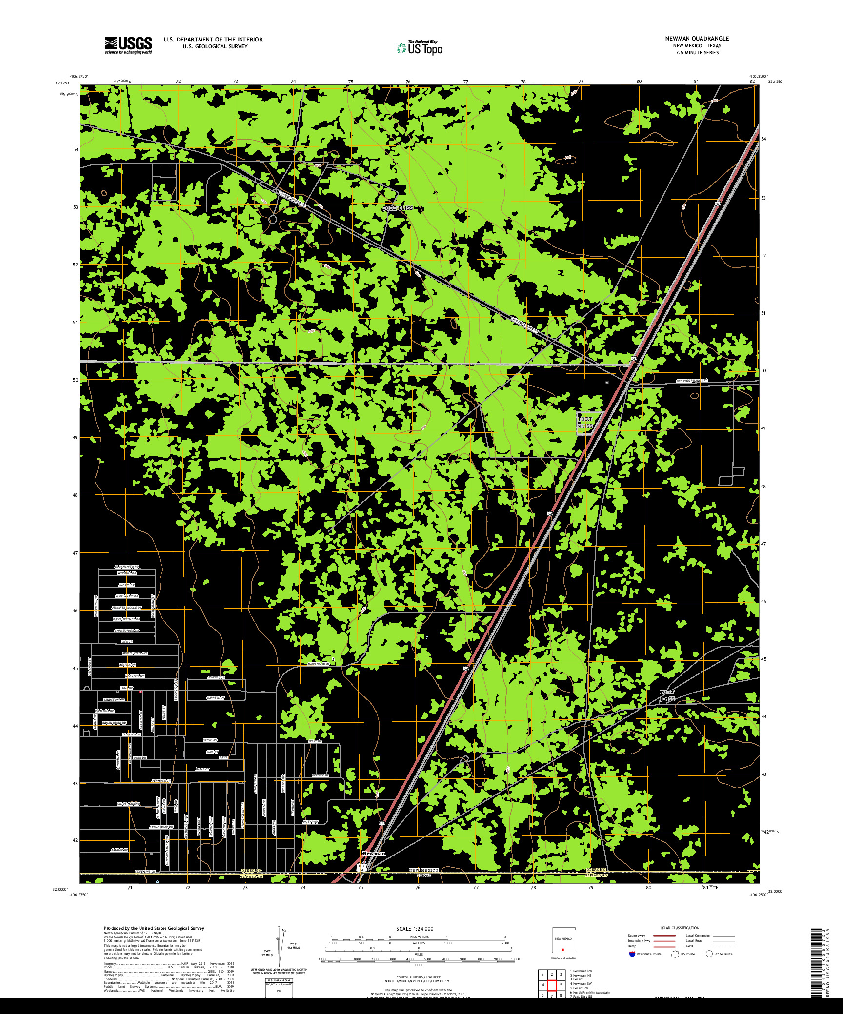 USGS US TOPO 7.5-MINUTE MAP FOR NEWMAN, NM,TX 2020