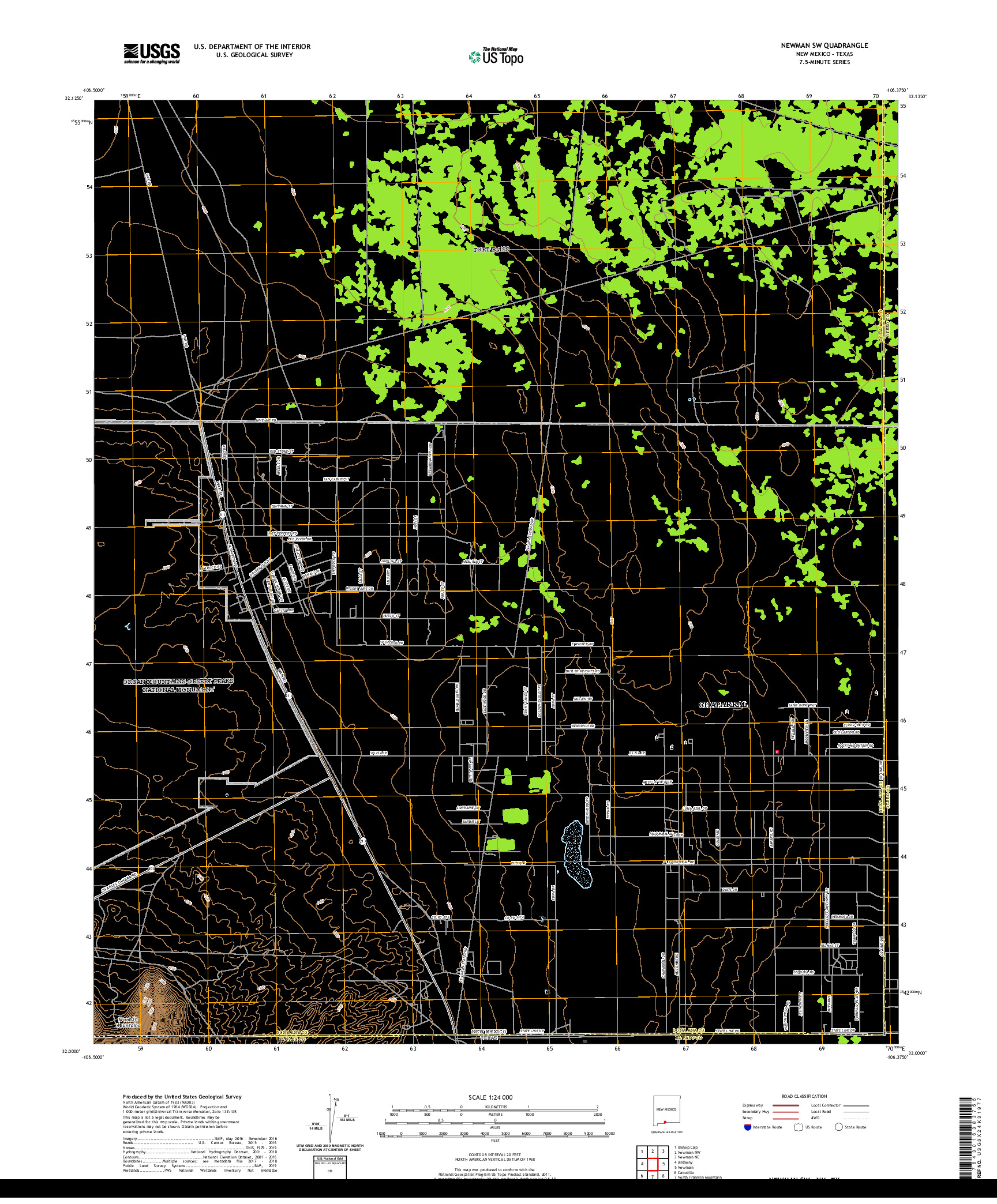 USGS US TOPO 7.5-MINUTE MAP FOR NEWMAN SW, NM,TX 2020