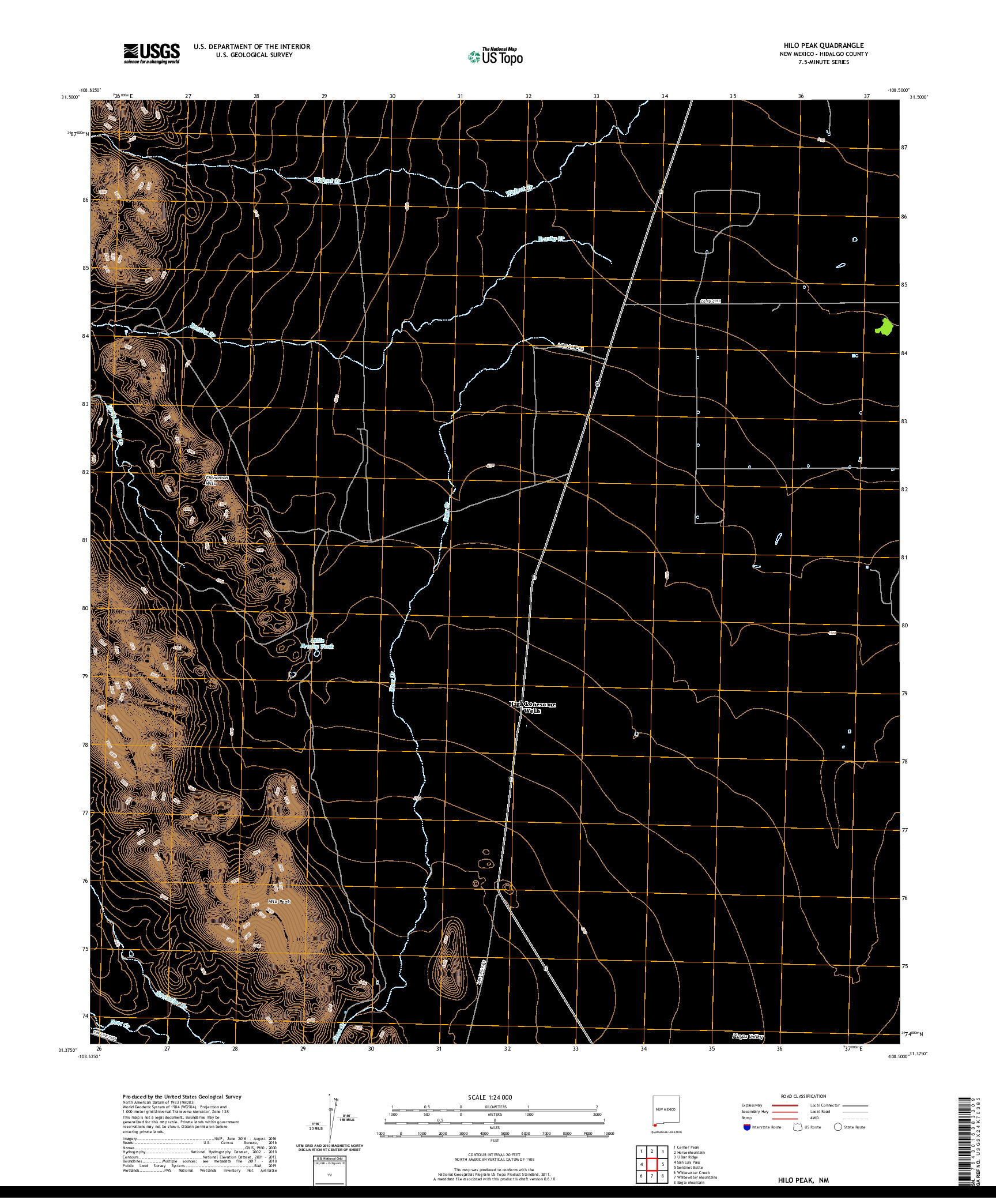 USGS US TOPO 7.5-MINUTE MAP FOR HILO PEAK, NM 2020