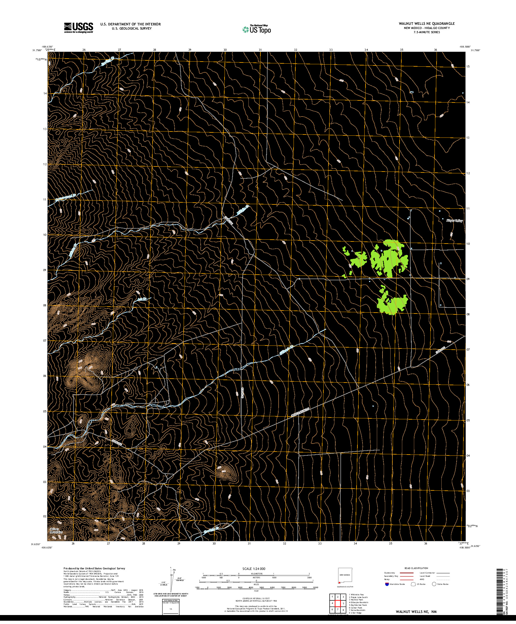 USGS US TOPO 7.5-MINUTE MAP FOR WALNUT WELLS NE, NM 2020