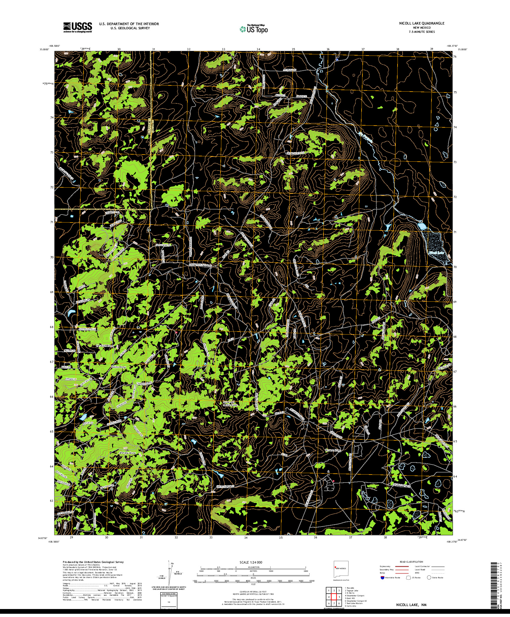 USGS US TOPO 7.5-MINUTE MAP FOR NICOLL LAKE, NM 2020