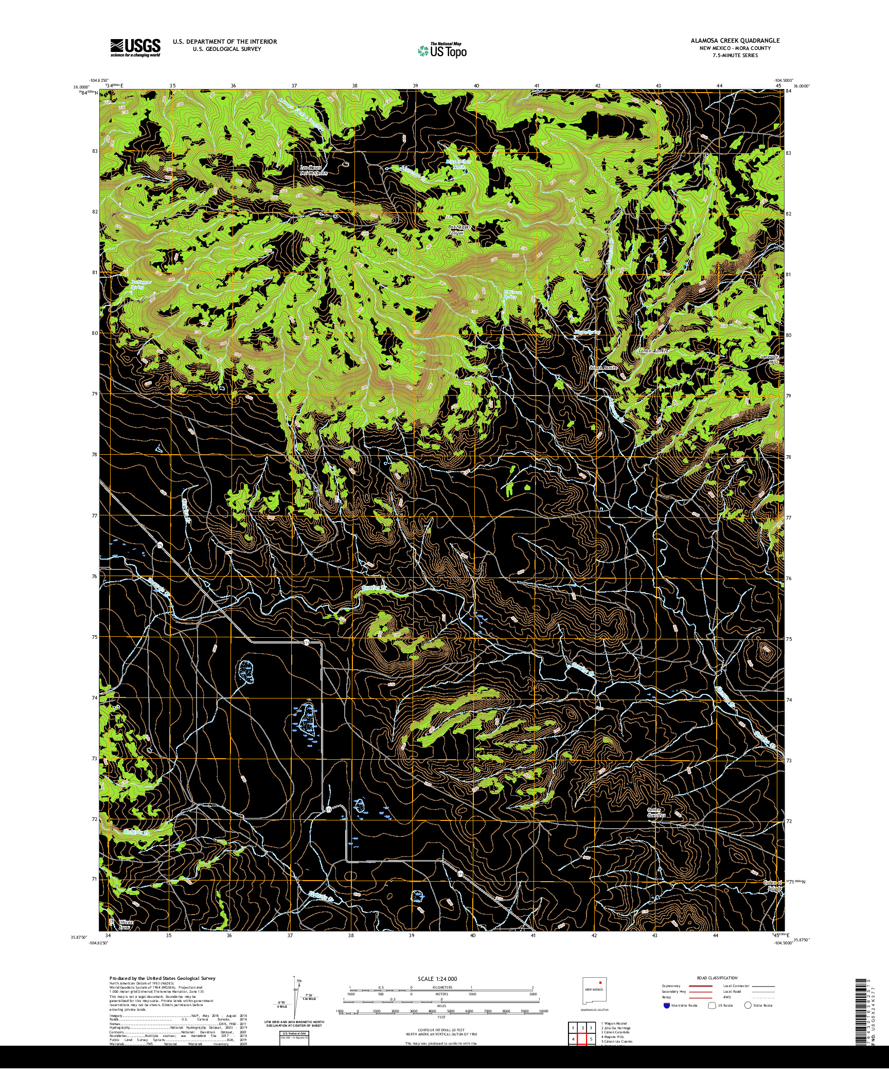 USGS US TOPO 7.5-MINUTE MAP FOR ALAMOSA CREEK, NM 2020