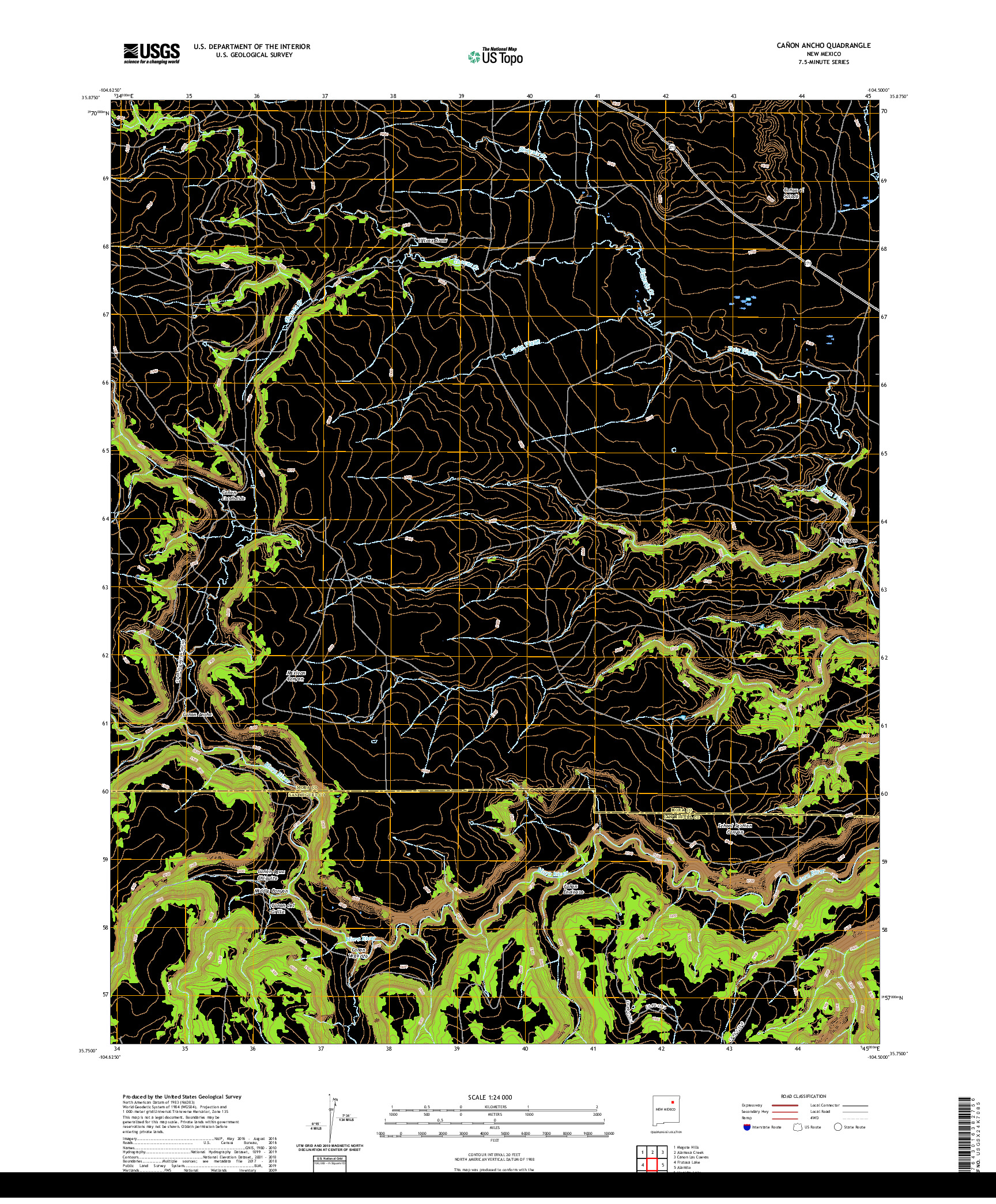 USGS US TOPO 7.5-MINUTE MAP FOR CANON ANCHO, NM 2020