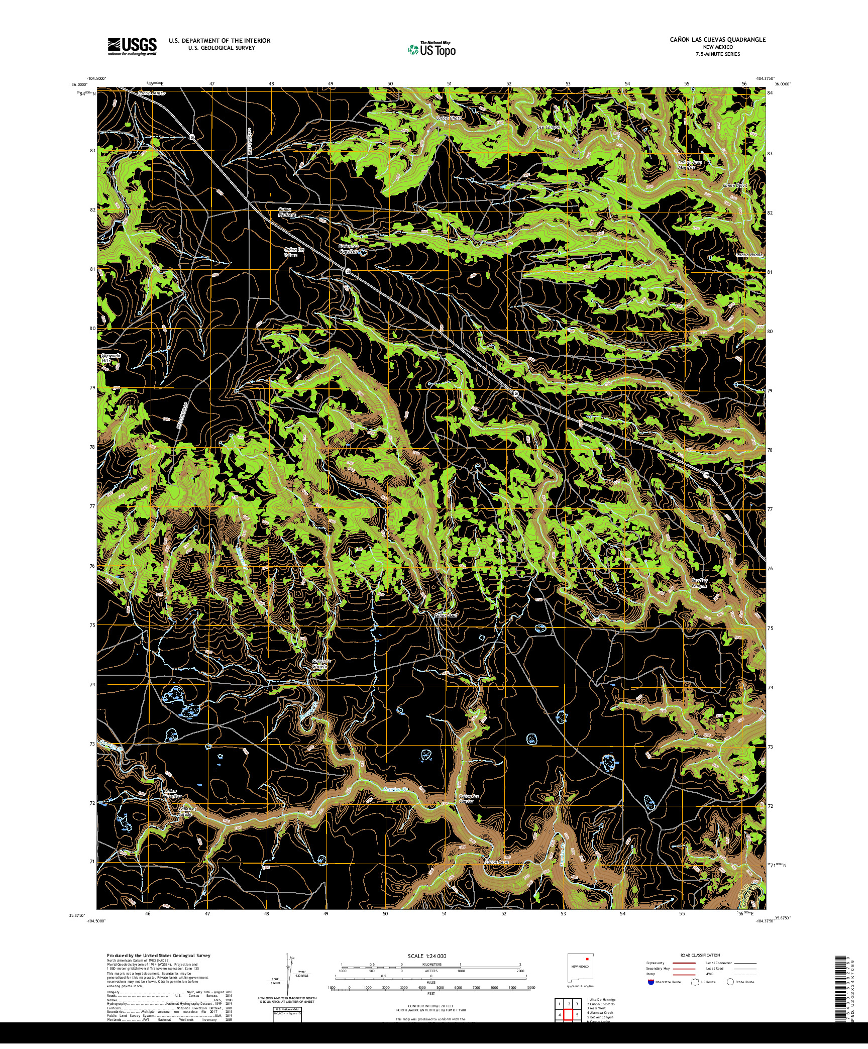 USGS US TOPO 7.5-MINUTE MAP FOR CANON LAS CUEVAS, NM 2020