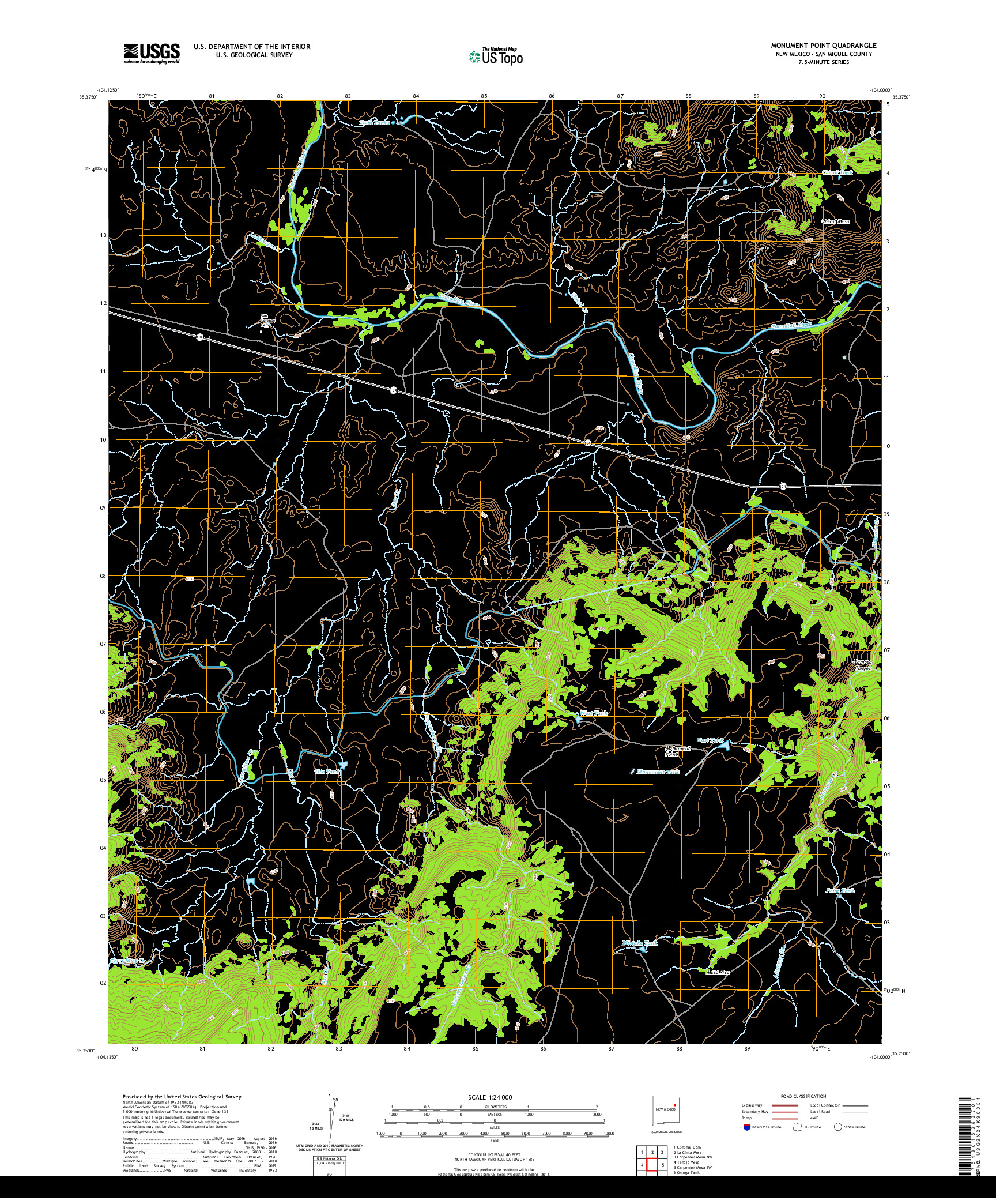 USGS US TOPO 7.5-MINUTE MAP FOR MONUMENT POINT, NM 2020