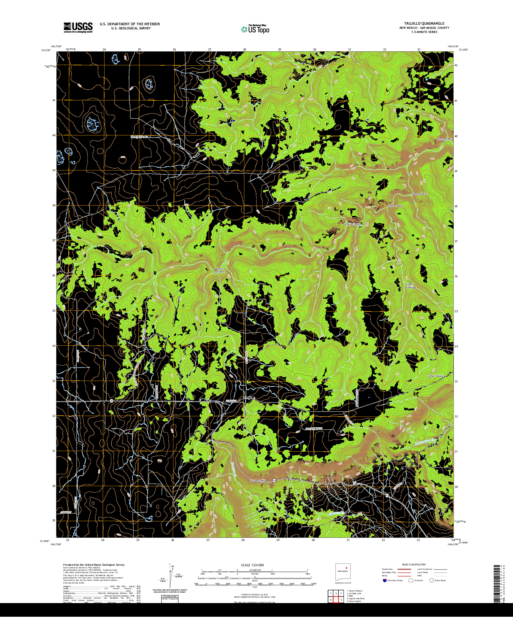 USGS US TOPO 7.5-MINUTE MAP FOR TRUJILLO, NM 2020