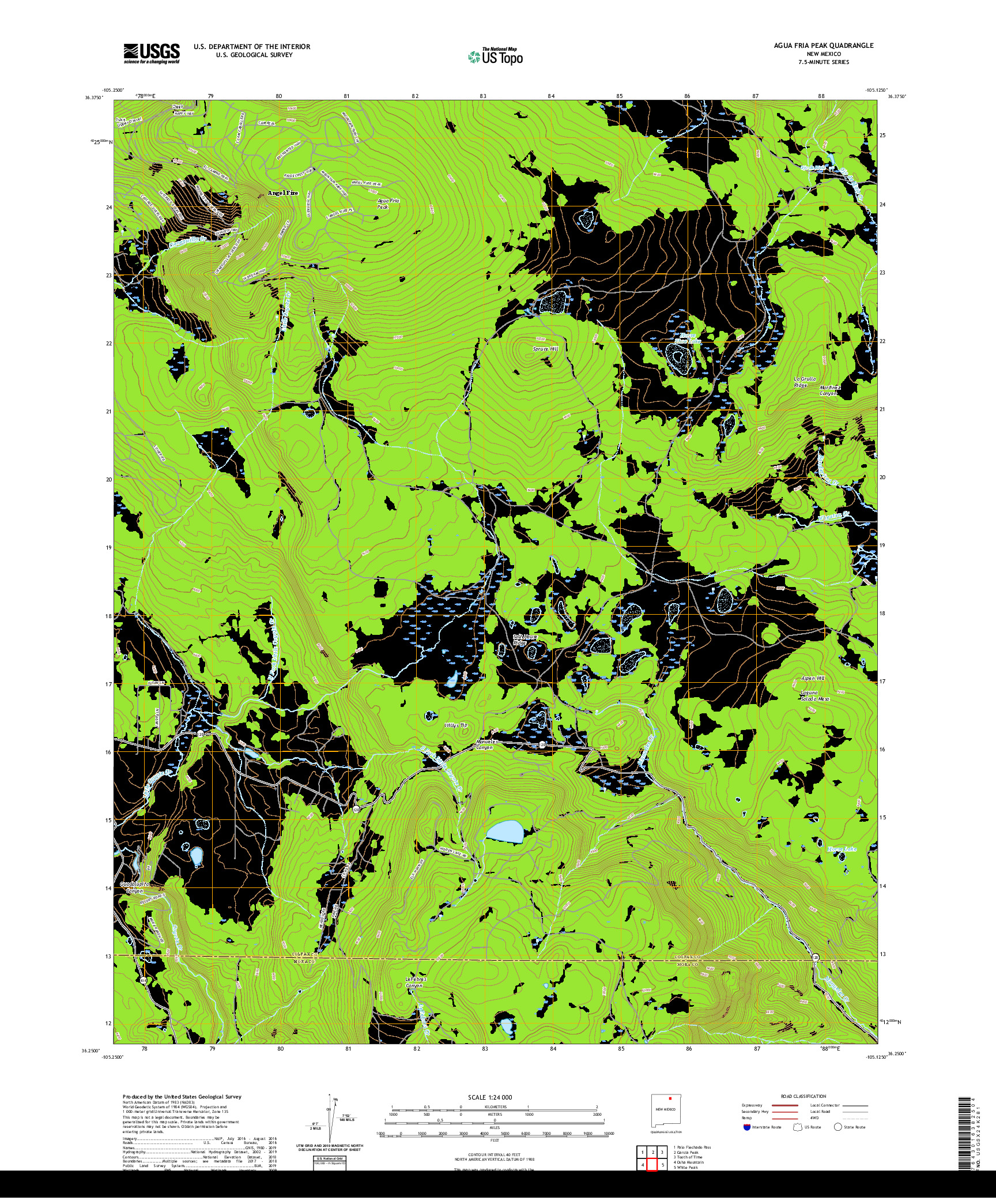 USGS US TOPO 7.5-MINUTE MAP FOR AGUA FRIA PEAK, NM 2020