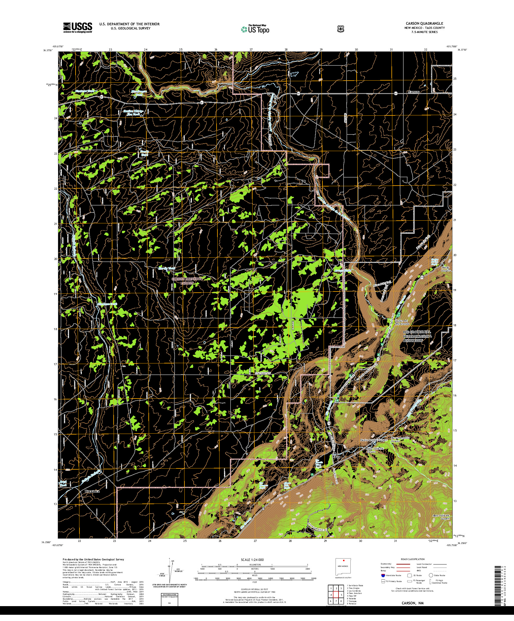 USGS US TOPO 7.5-MINUTE MAP FOR CARSON, NM 2020