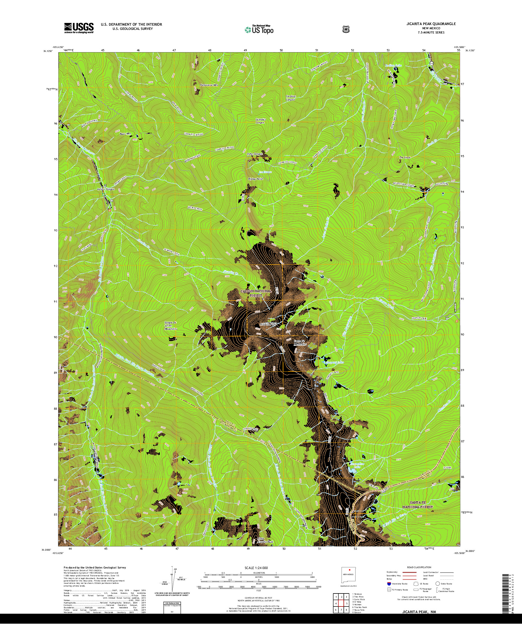 USGS US TOPO 7.5-MINUTE MAP FOR JICARITA PEAK, NM 2020