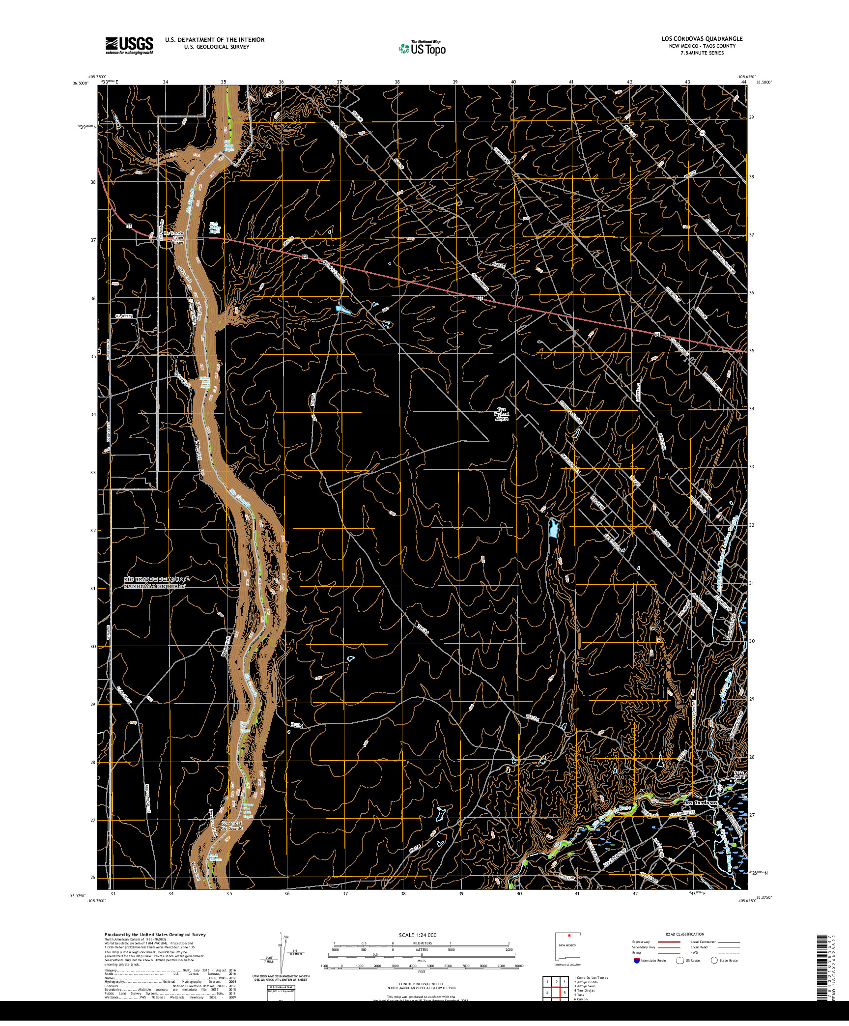 USGS US TOPO 7.5-MINUTE MAP FOR LOS CORDOVAS, NM 2020