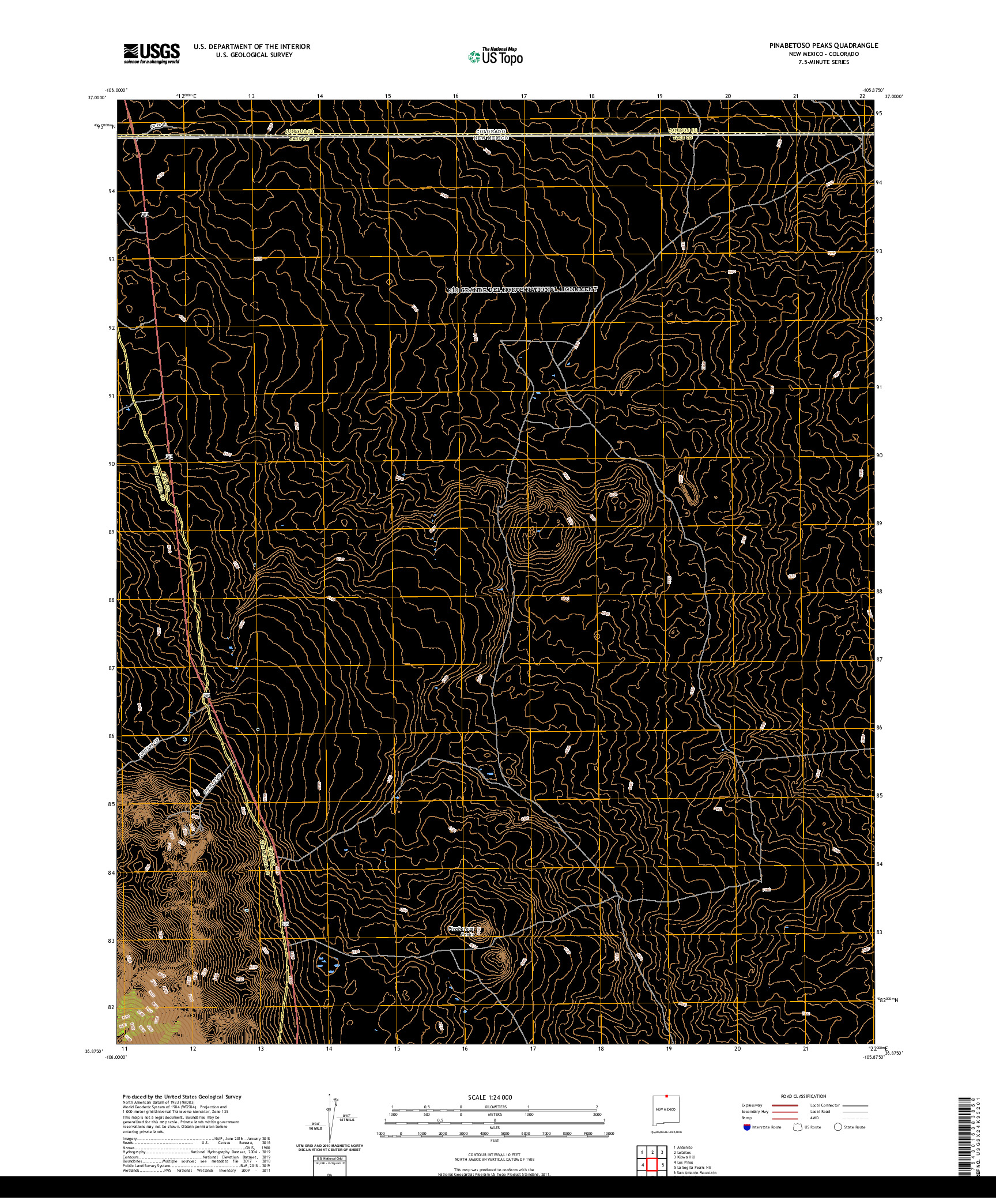USGS US TOPO 7.5-MINUTE MAP FOR PINABETOSO PEAKS, NM,CO 2020