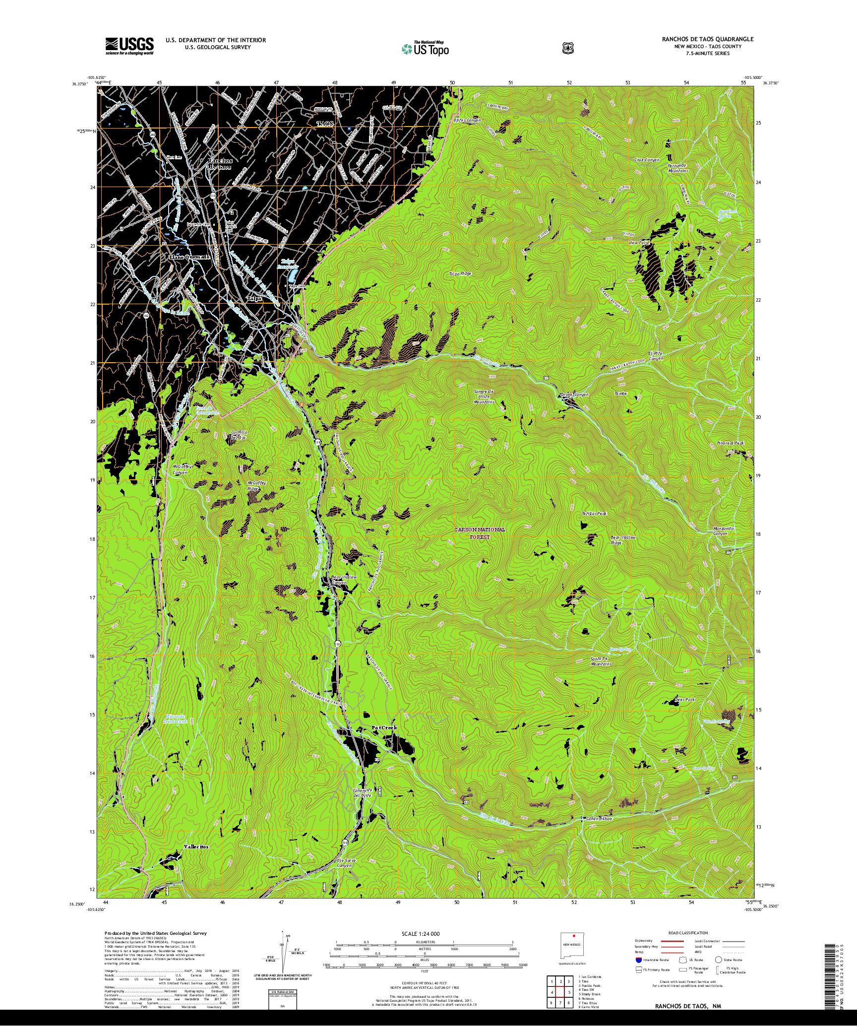 USGS US TOPO 7.5-MINUTE MAP FOR RANCHOS DE TAOS, NM 2020